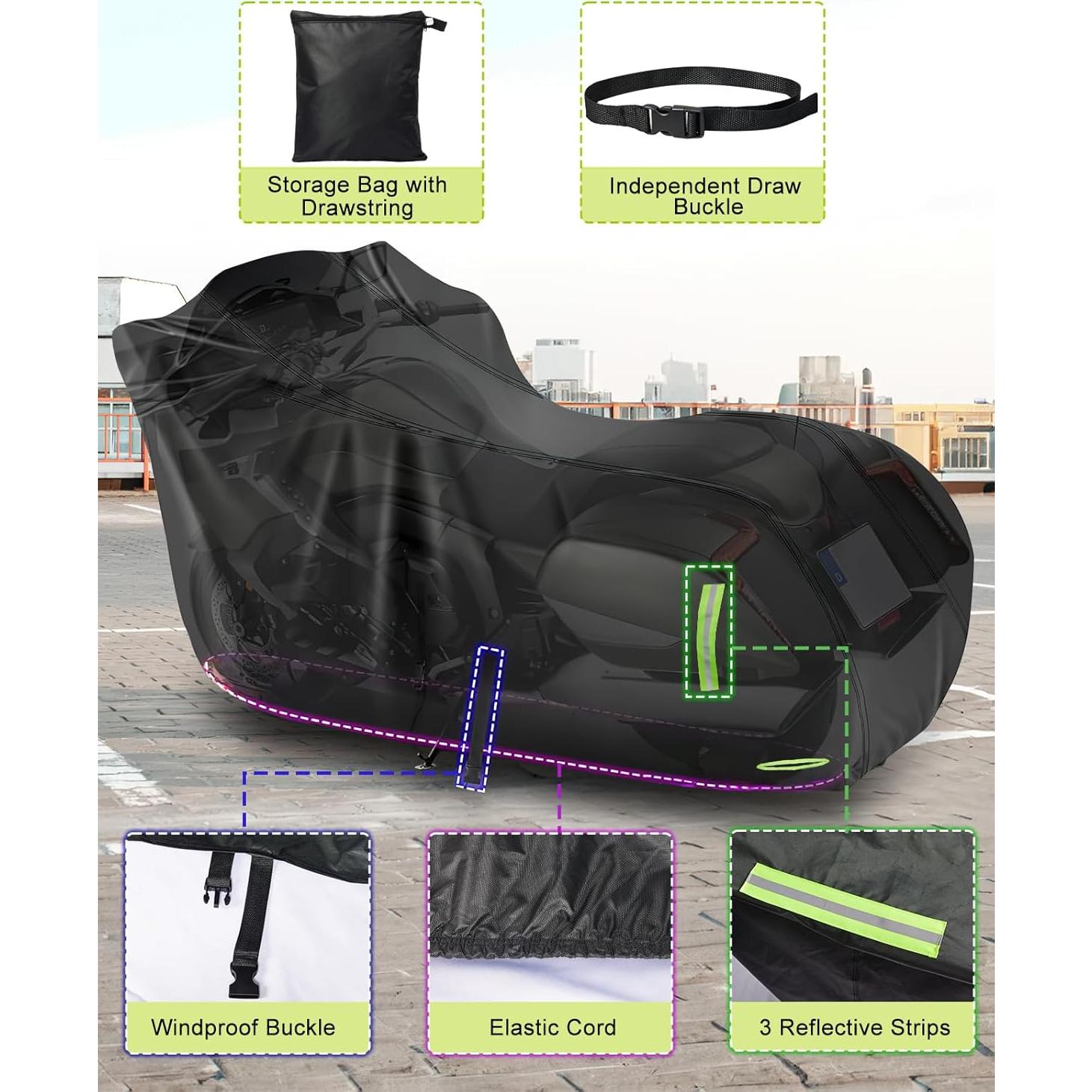 Cubierta de motocicleta Zacro 420D impermeable 245x125 cm