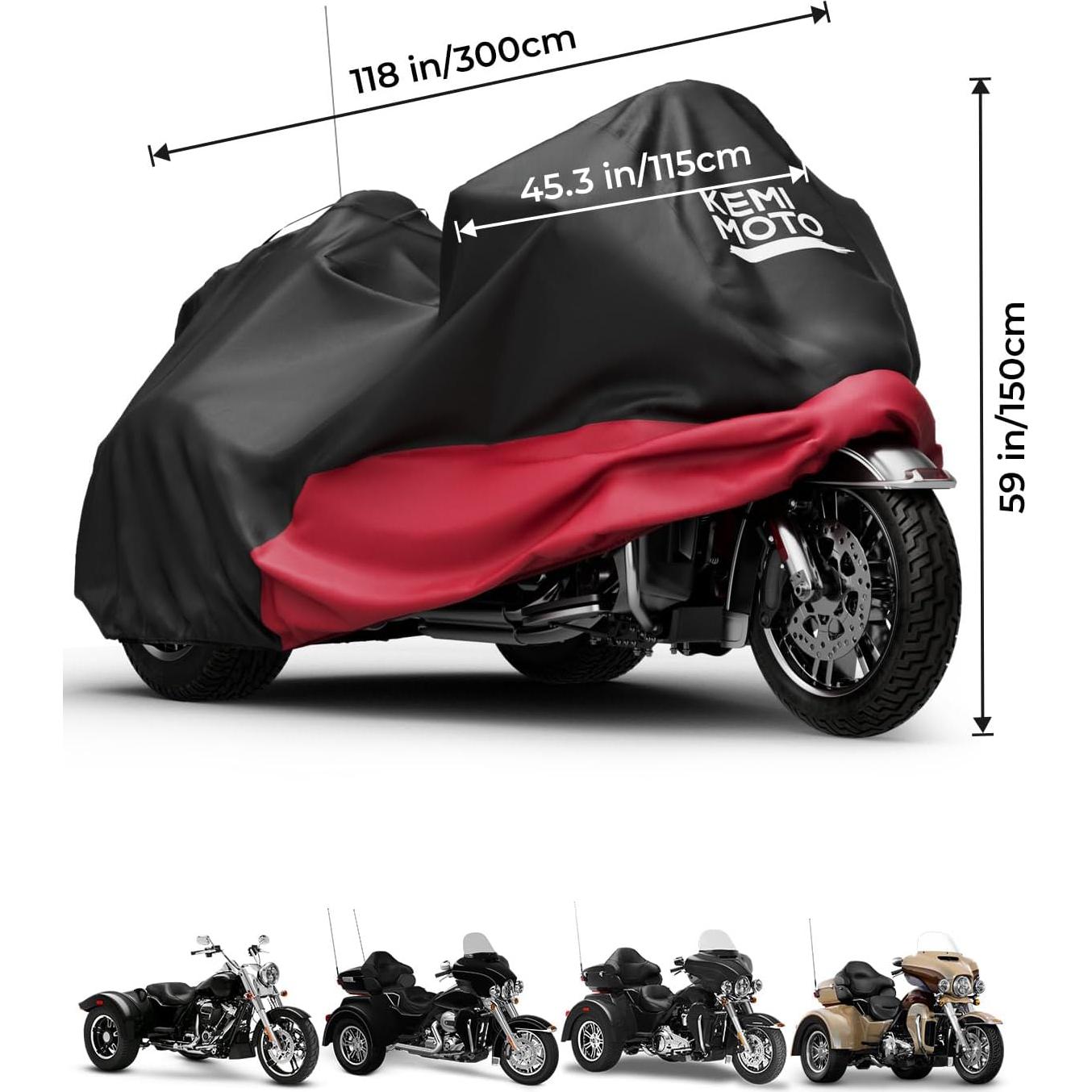 Funda para Motocicleta Trike KEMIMOTO Impermeable Rojo