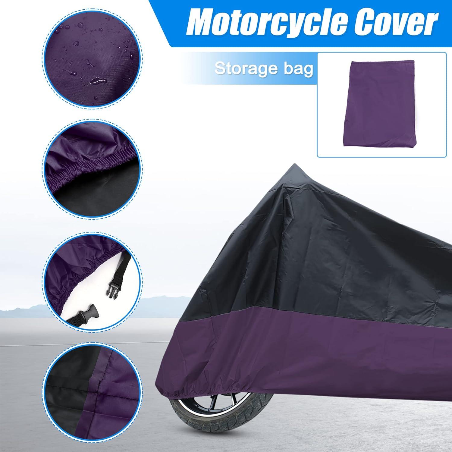 Cubierta de motocicleta impermeable uxcell XXL negra púrpura