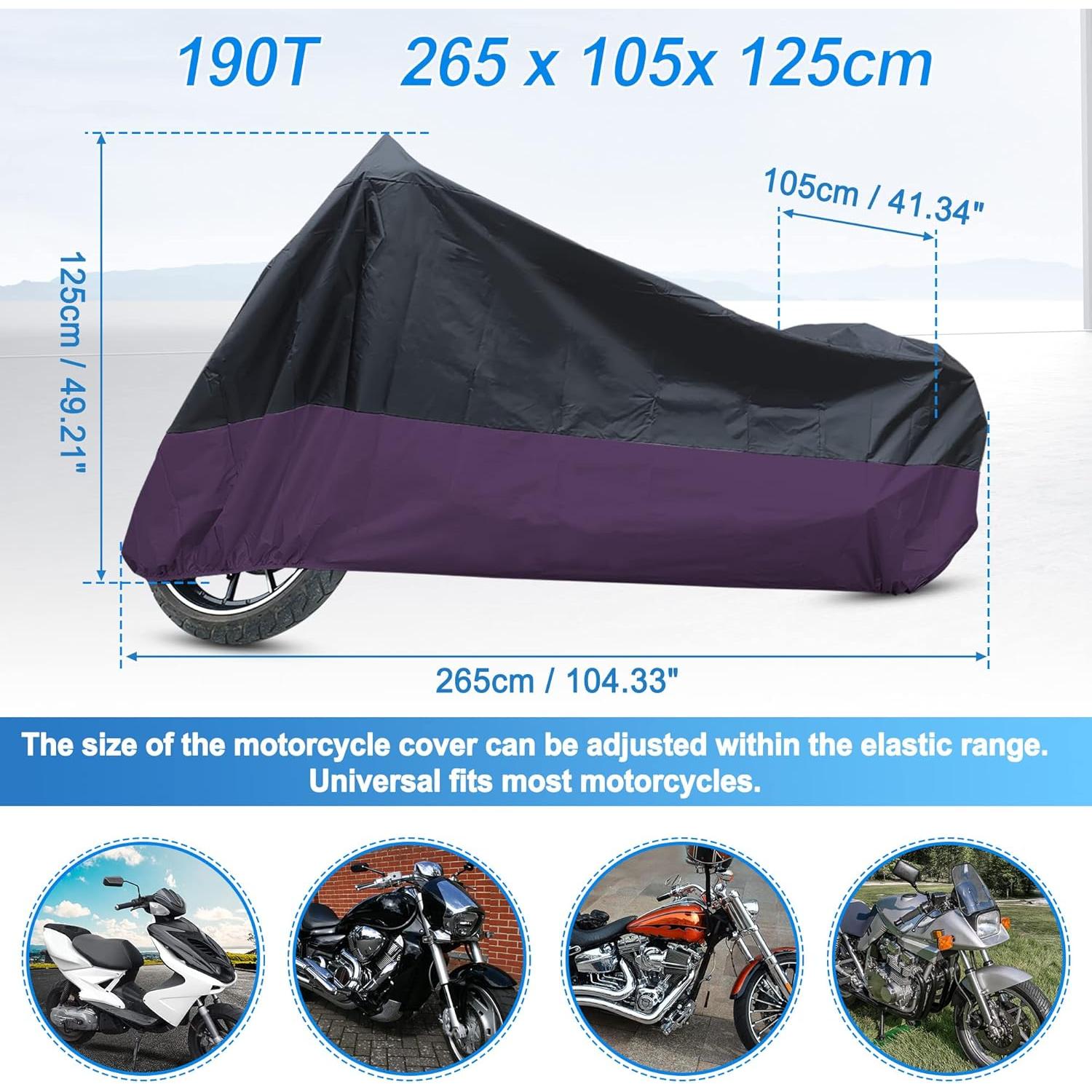 Cubierta de motocicleta impermeable uxcell XXL negra púrpura