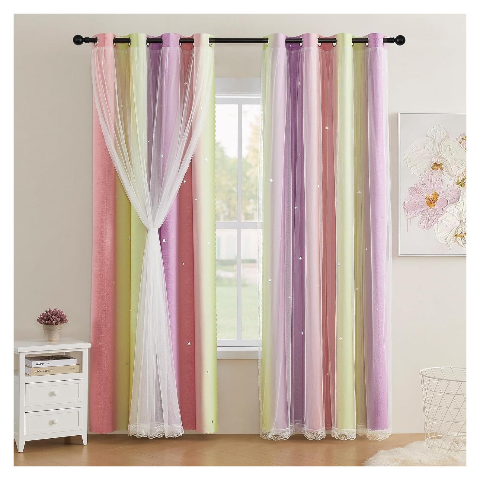 Cortina Opaca Rosa XiDi 52x72 cm con Estrellas