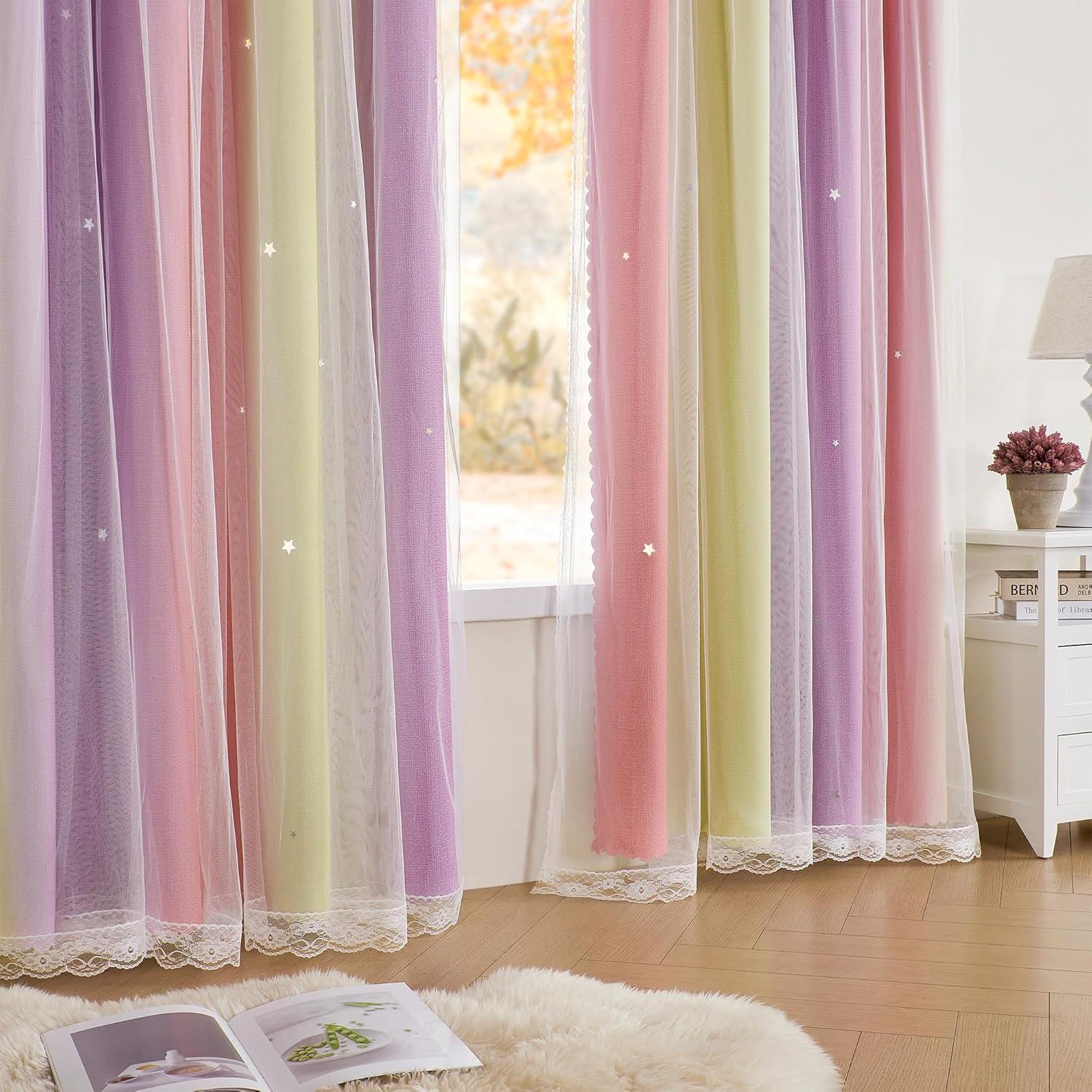 Cortina Opaca Rosa XiDi 52x72 cm con Estrellas