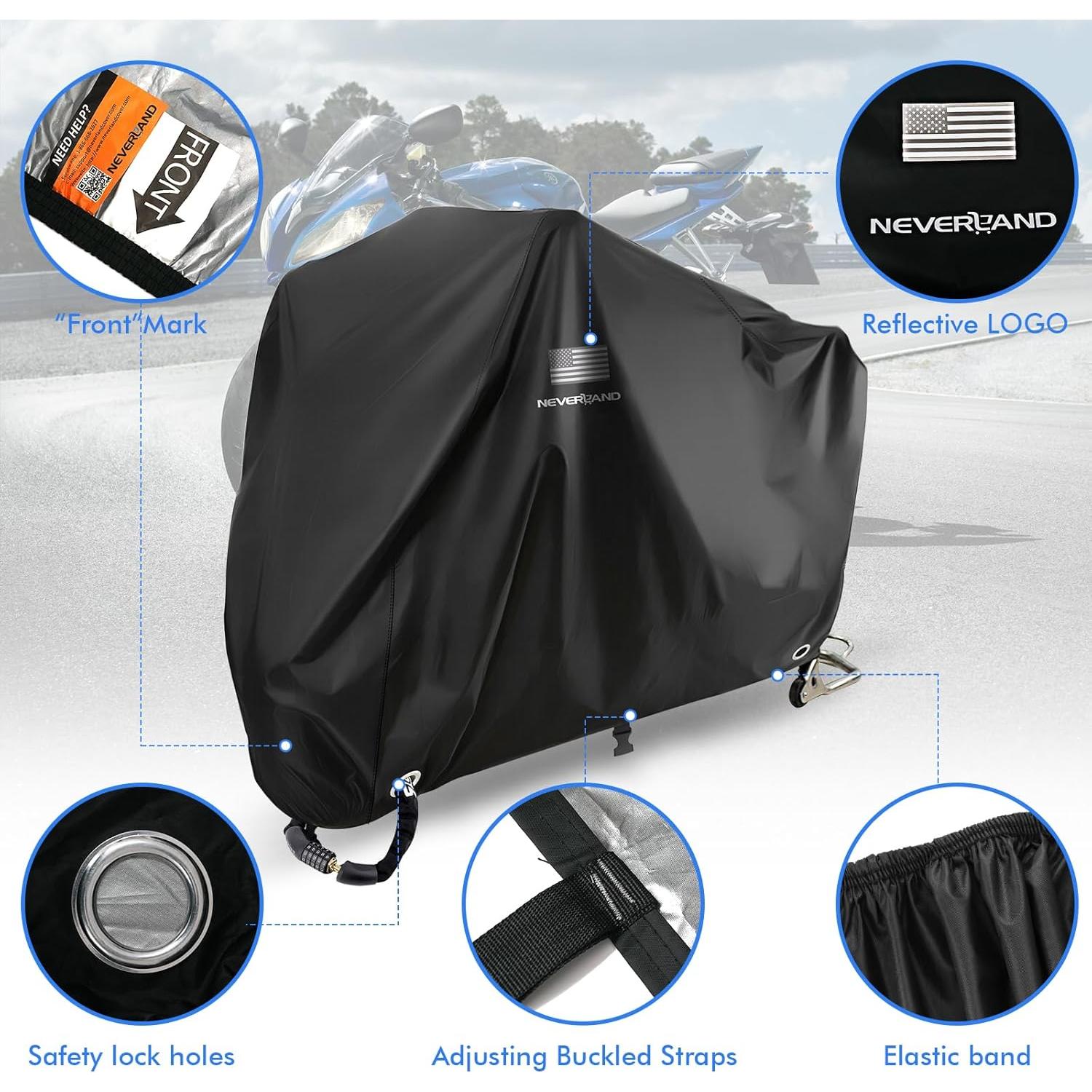 Funda para motocicleta NEVERLAND XXXL impermeable negra