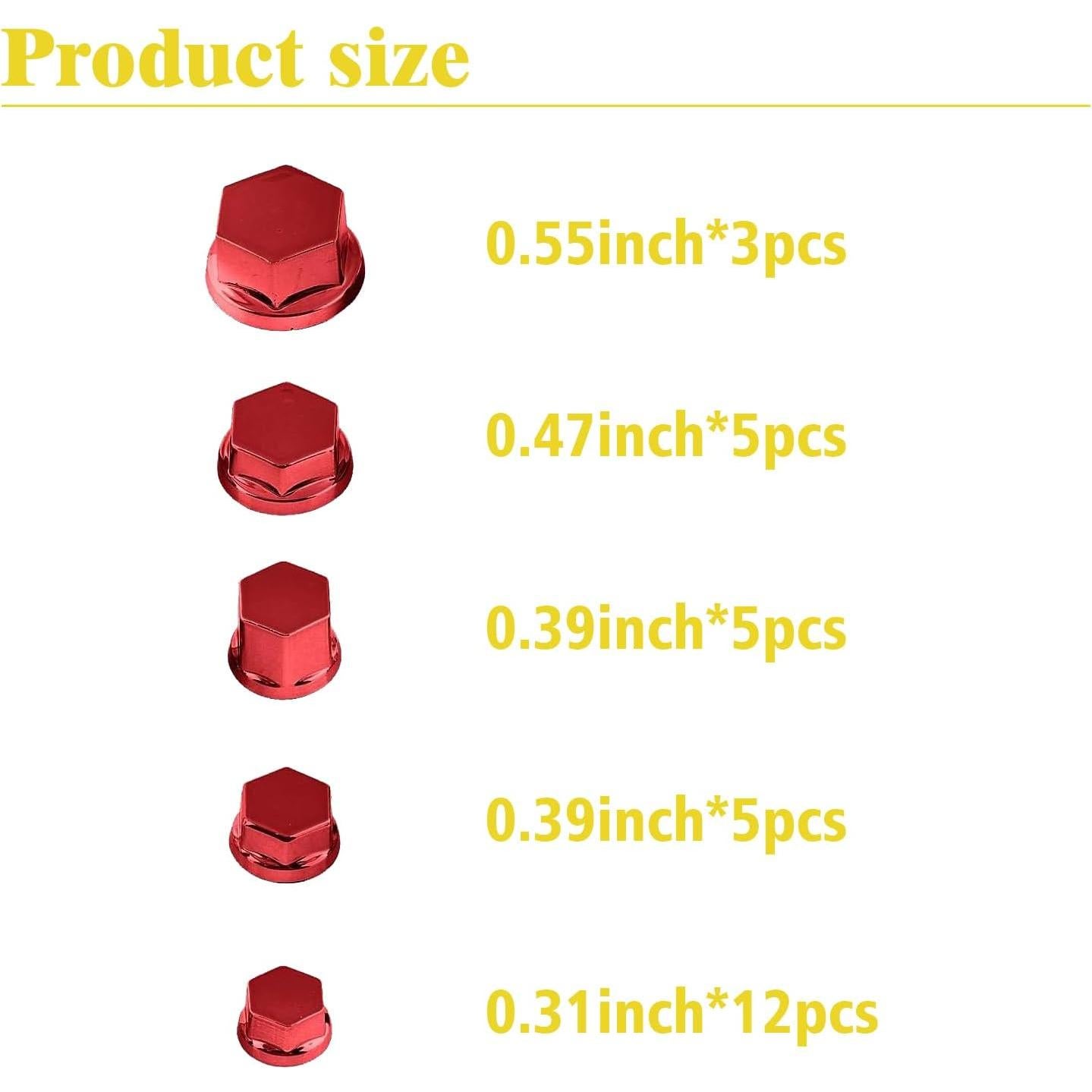 ZKFAR 30 PCS Tapas de Tornillos de Motocicleta Hexagonales Rojo