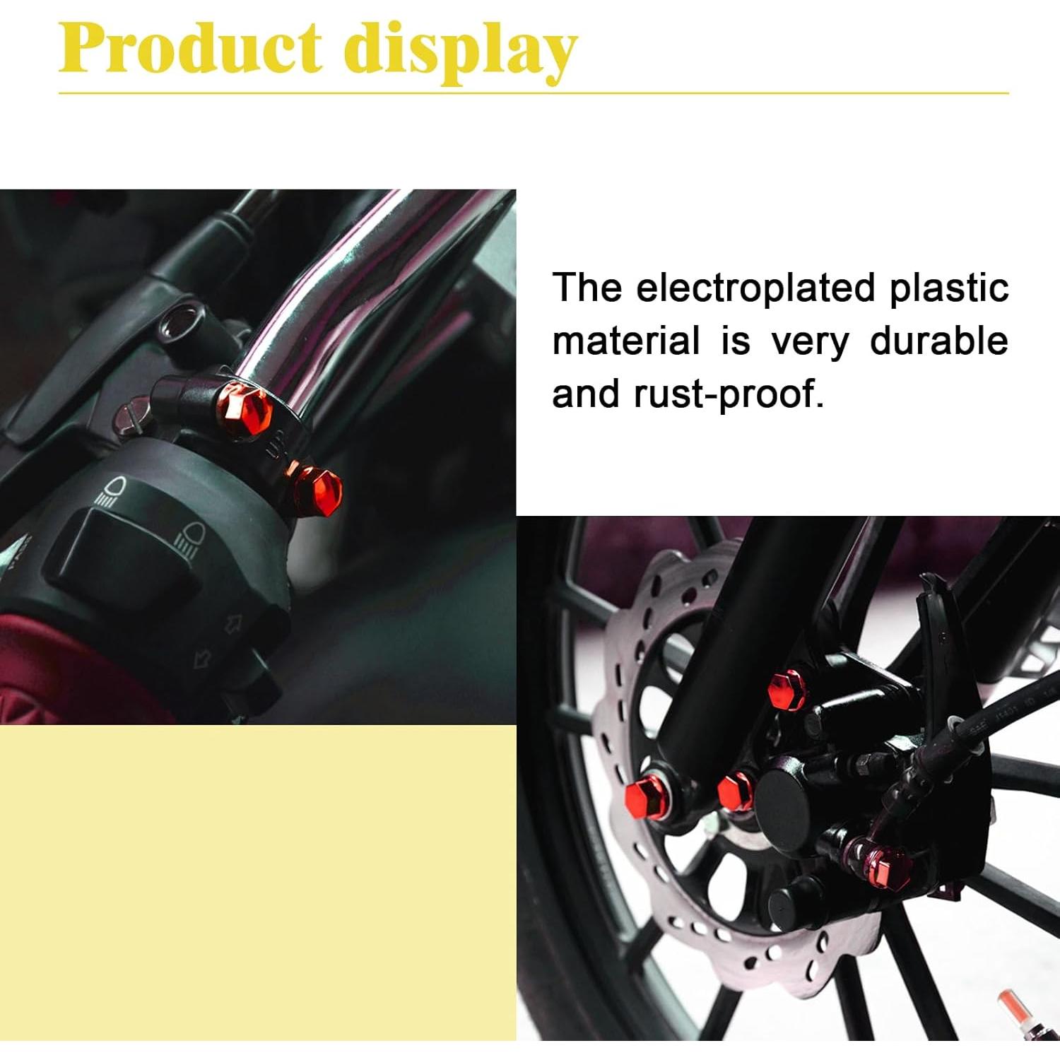 ZKFAR 30 PCS Tapas de Tornillos de Motocicleta Hexagonales Rojo