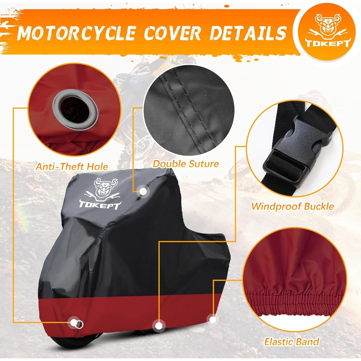 Cubierta de Motocicleta Impermeable Tokept XXL 264 cm Rojo