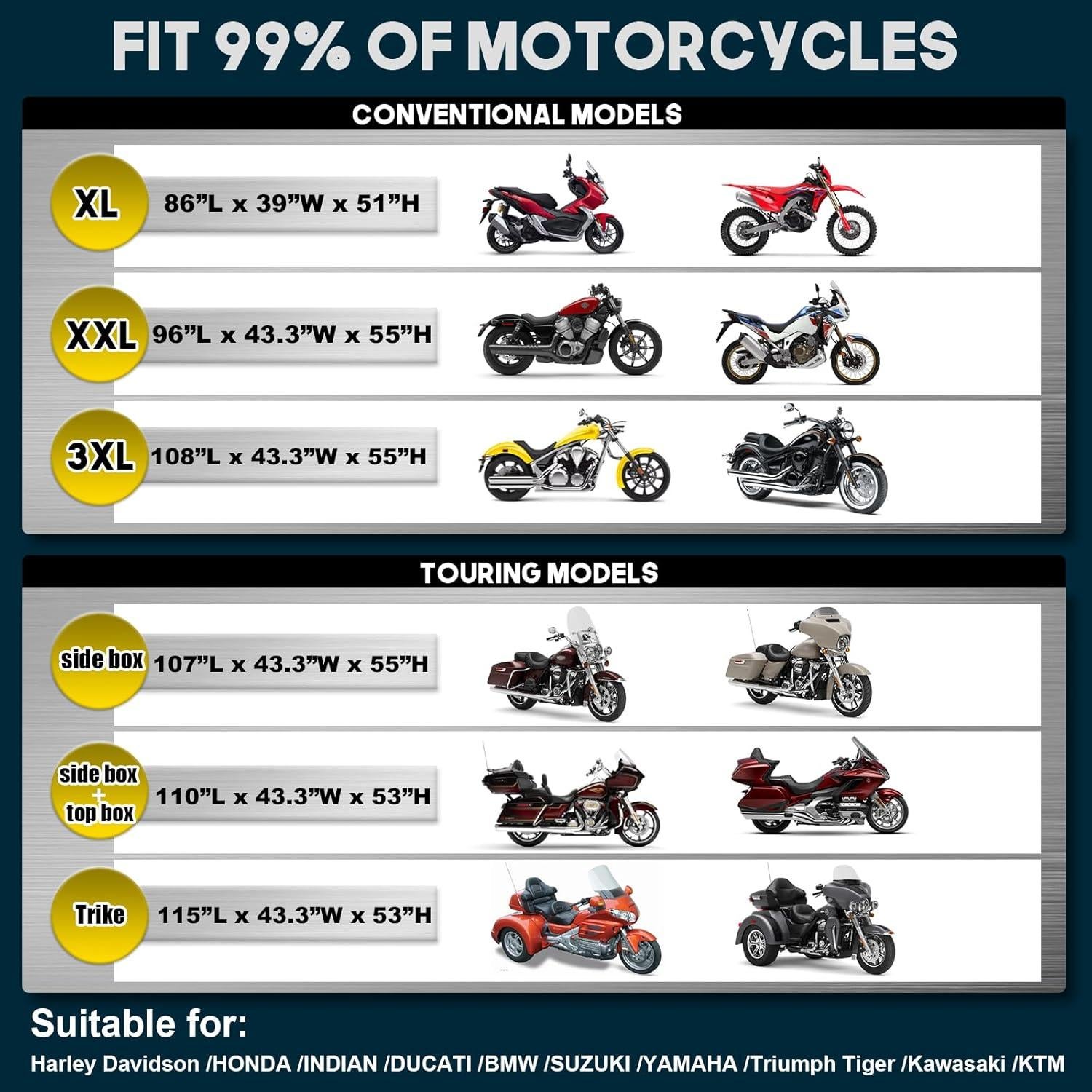 Cubierta de Motocicleta Rosefray 600D Impermeable Negra