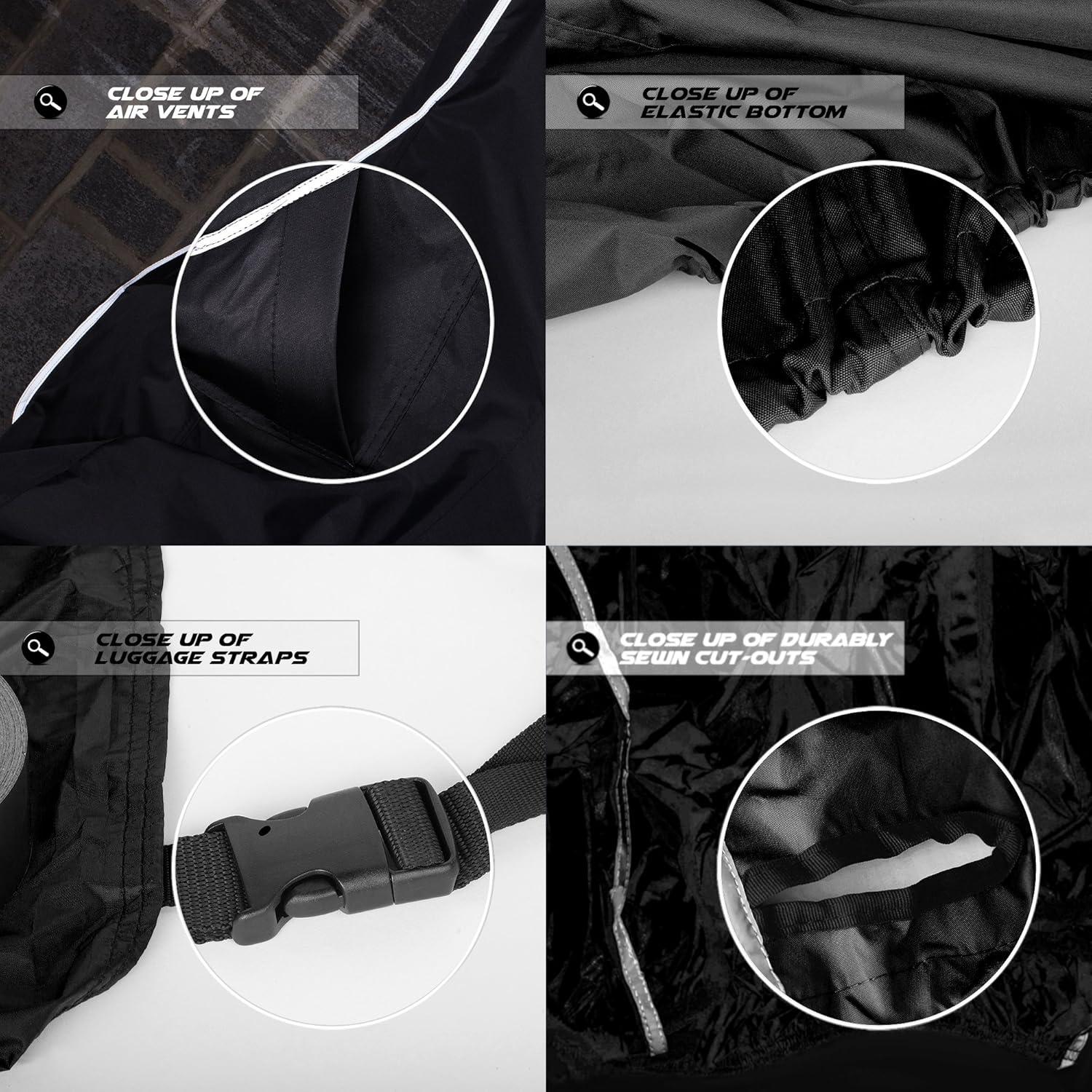 Cubierta de Motocicleta Nuzari XX-Large Impermeable Negra