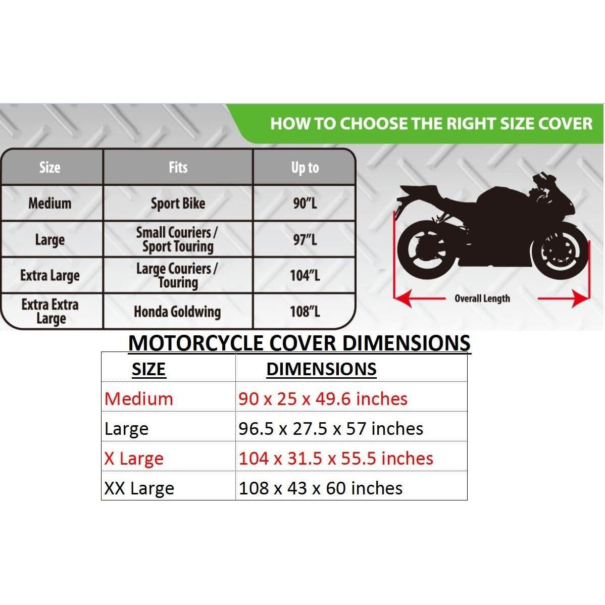 Cubierta de Motocicleta Nuzari XX-Large Impermeable Negra