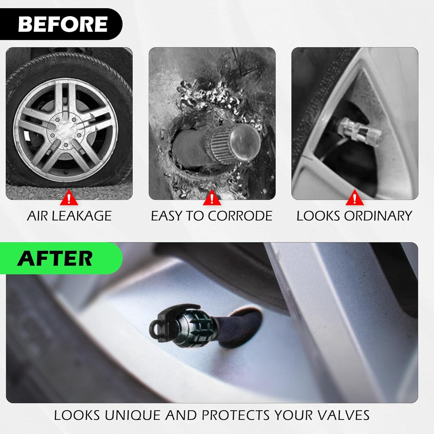 Tapa de Válvula de Neumático SINGARO, Aluminio Impermeable 4PCS