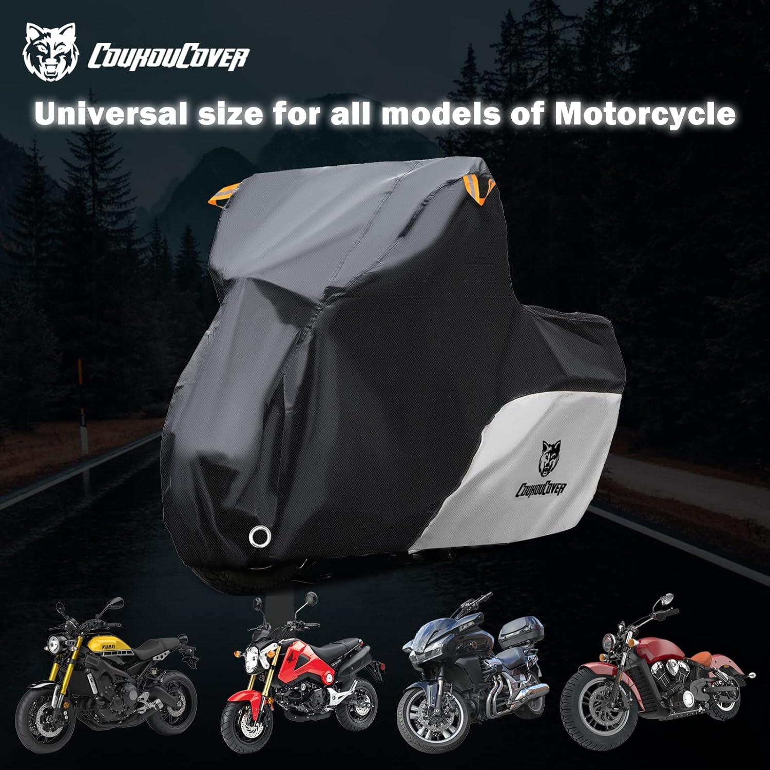 Funda para Motocicleta CoukouCover XL Impermeable Negra y Plata