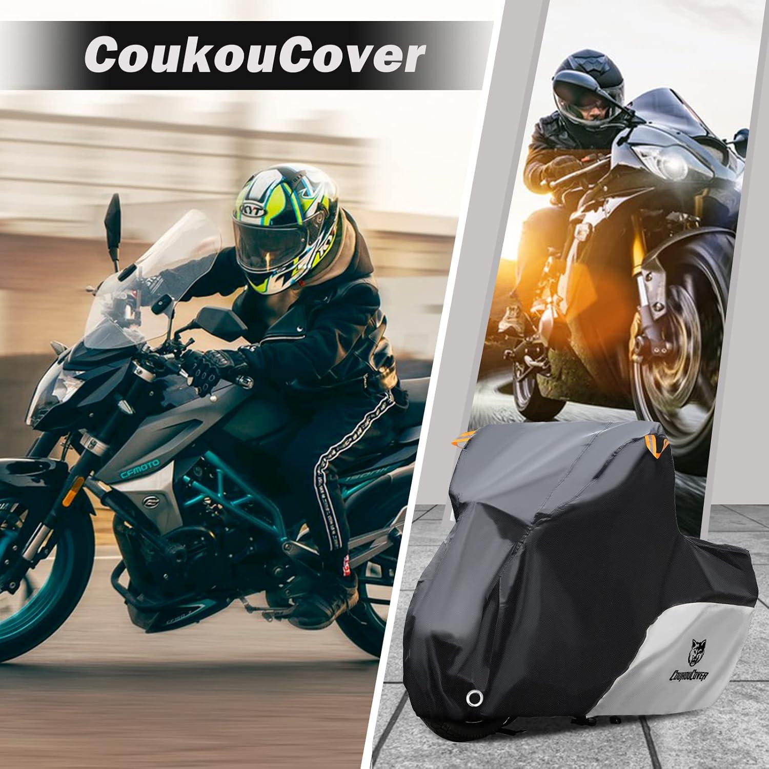 Funda para Motocicleta CoukouCover XL Impermeable Negra y Plata