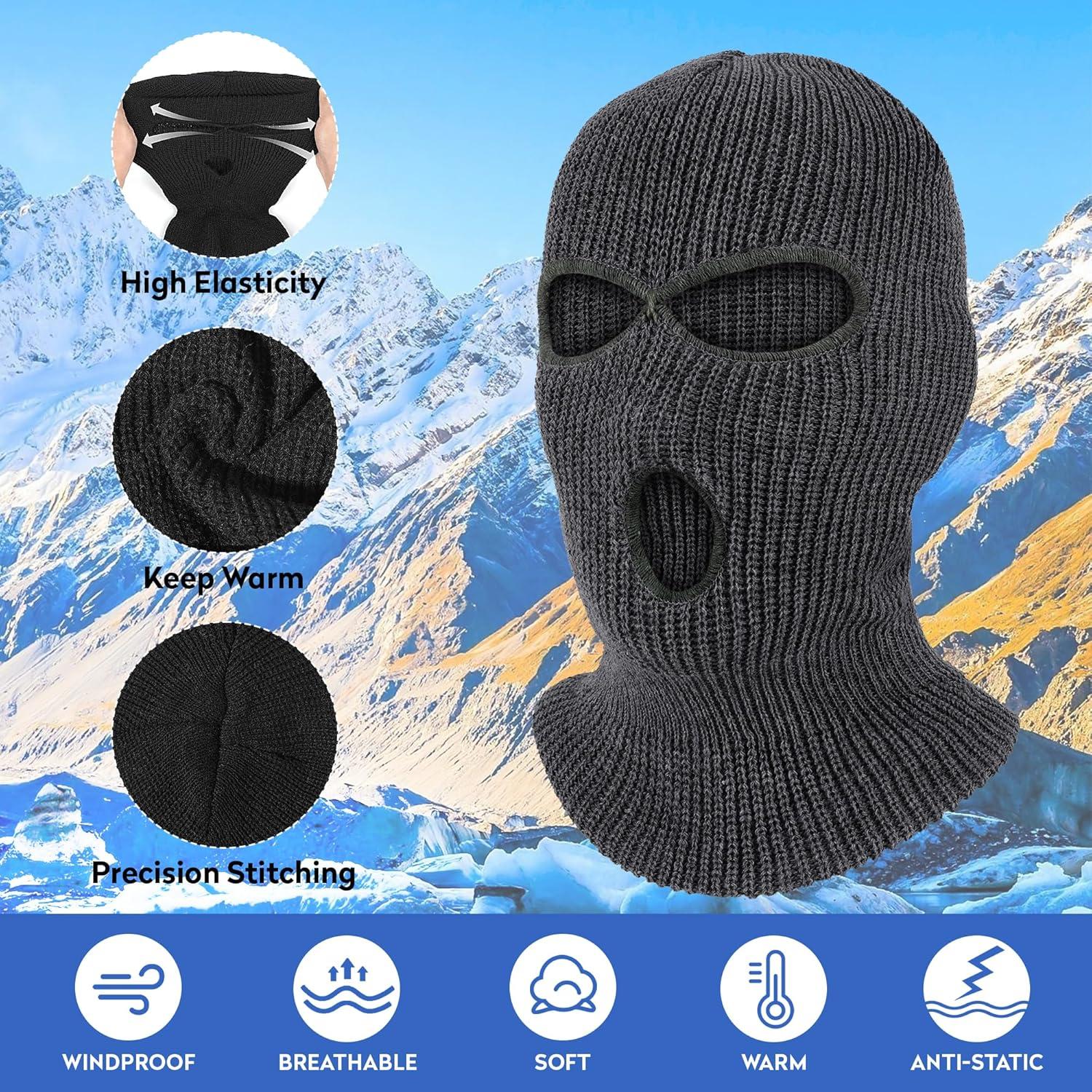 Máscara de Invierno Tejida Pukavt 3 Agujeros para Esquiar