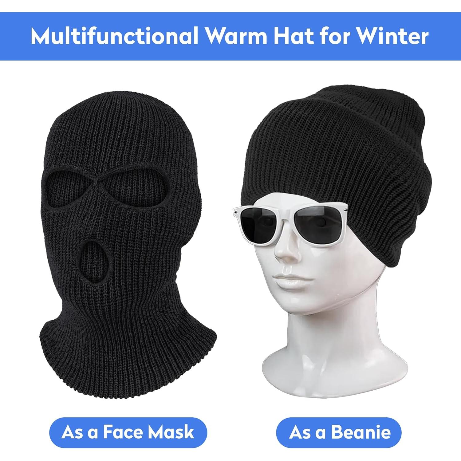 Máscara de Invierno Tejida Pukavt 3 Agujeros para Esquiar