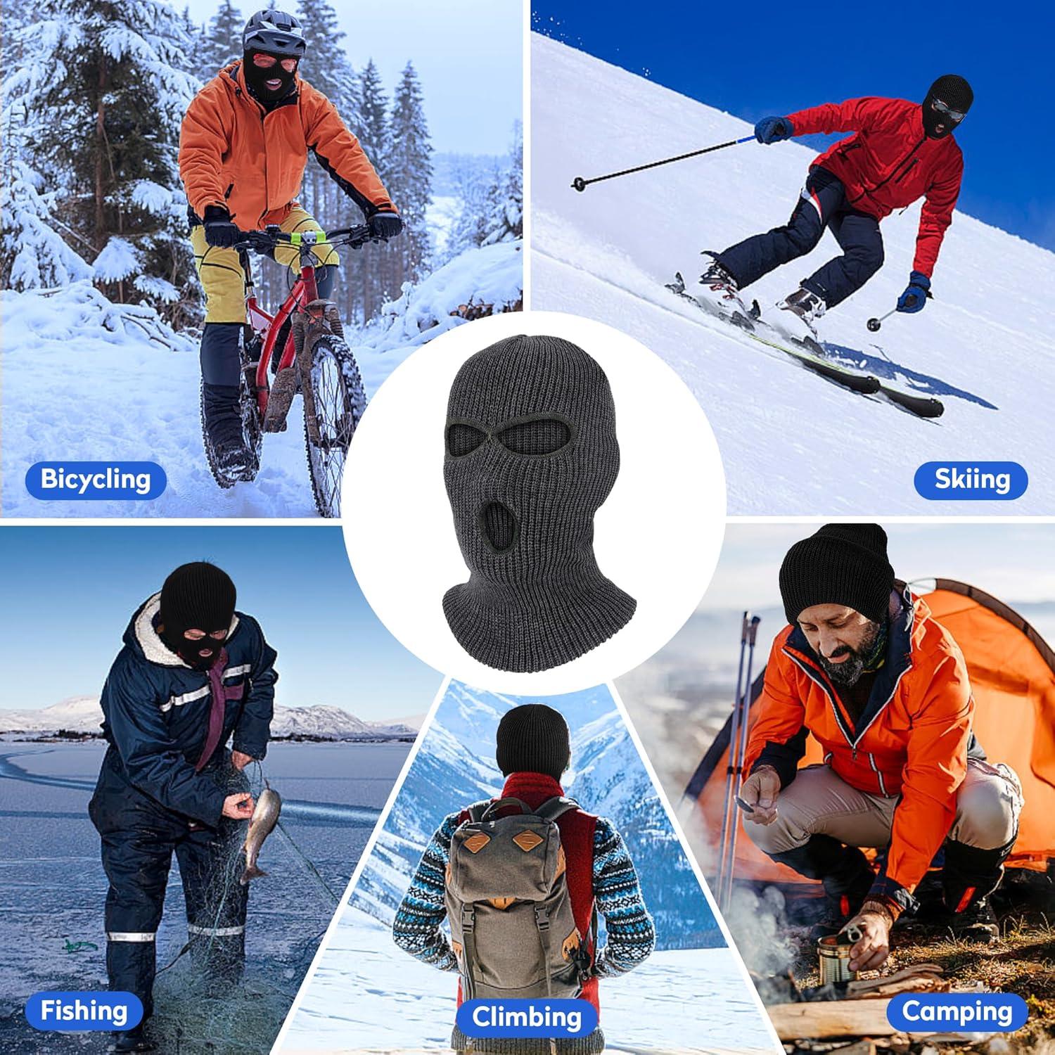 Máscara de Invierno Tejida Pukavt 3 Agujeros para Esquiar