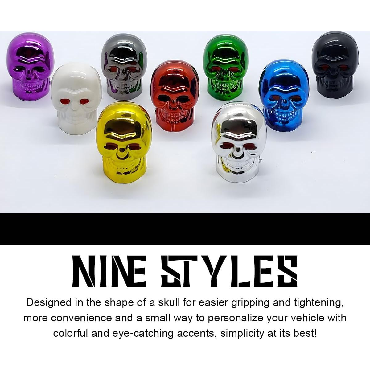 Tapa de Válvula Estilo Calavera Yourkar Verde 4 PCS