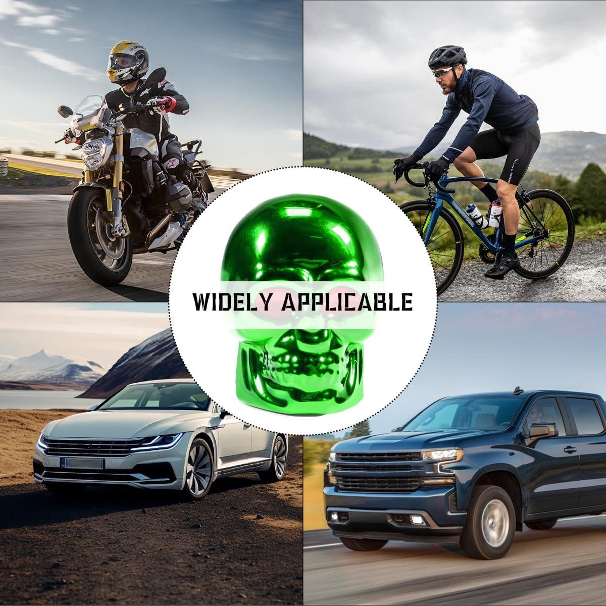 Tapa de Válvula Estilo Calavera Yourkar Verde 4 PCS