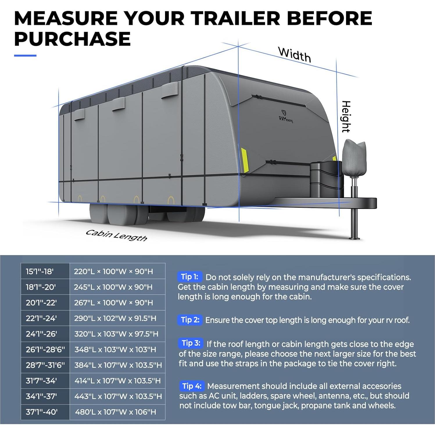 Cubierta Impermeable para RV RVMasking 24-26 Pies Gris