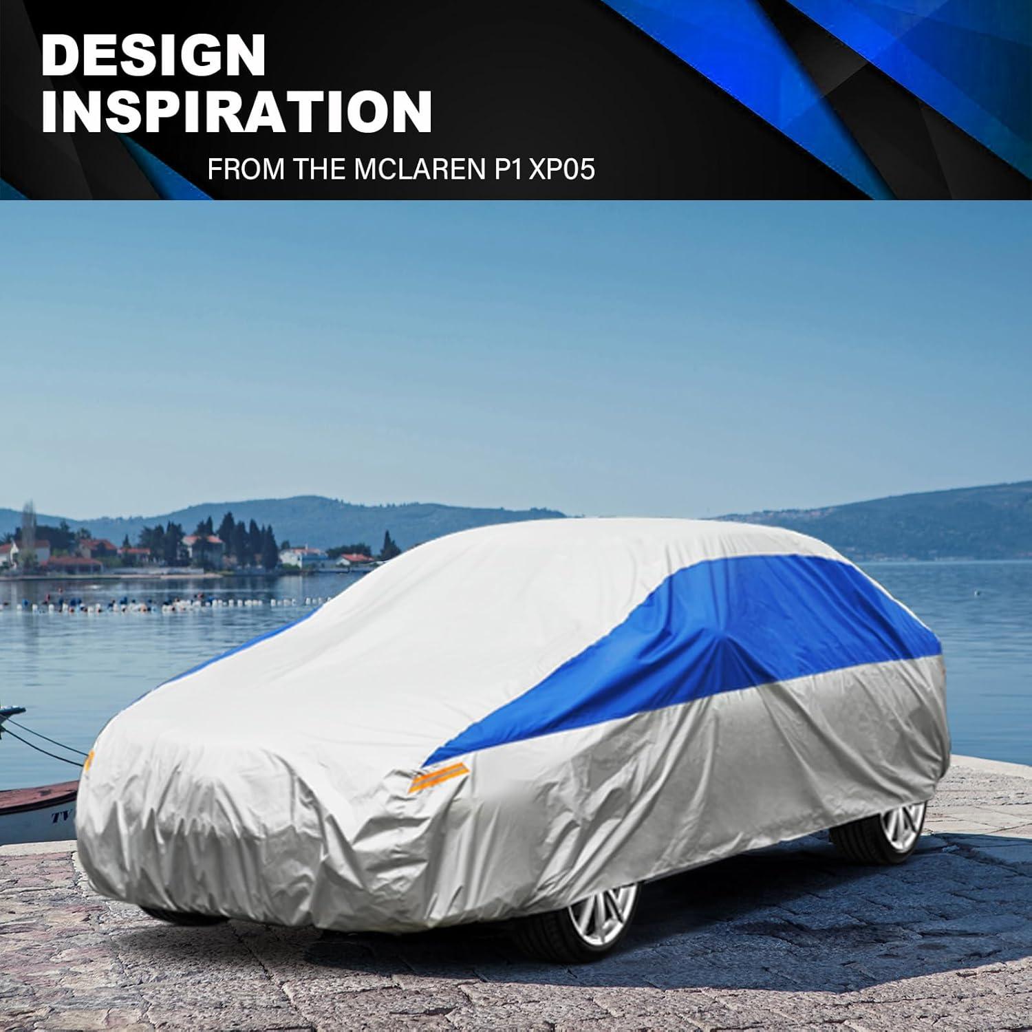 Funda de Coche Deportivo GUNHYI Impermeable 414 cm Plata