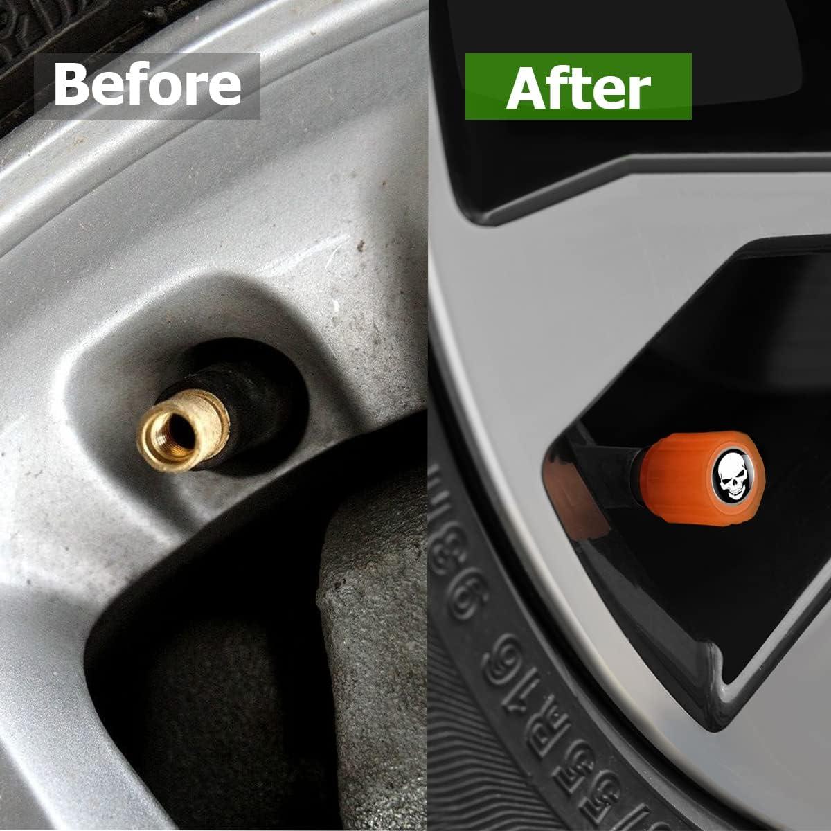 12 Tapones de Válvula de Neumático YALOK Naranja/Blanco