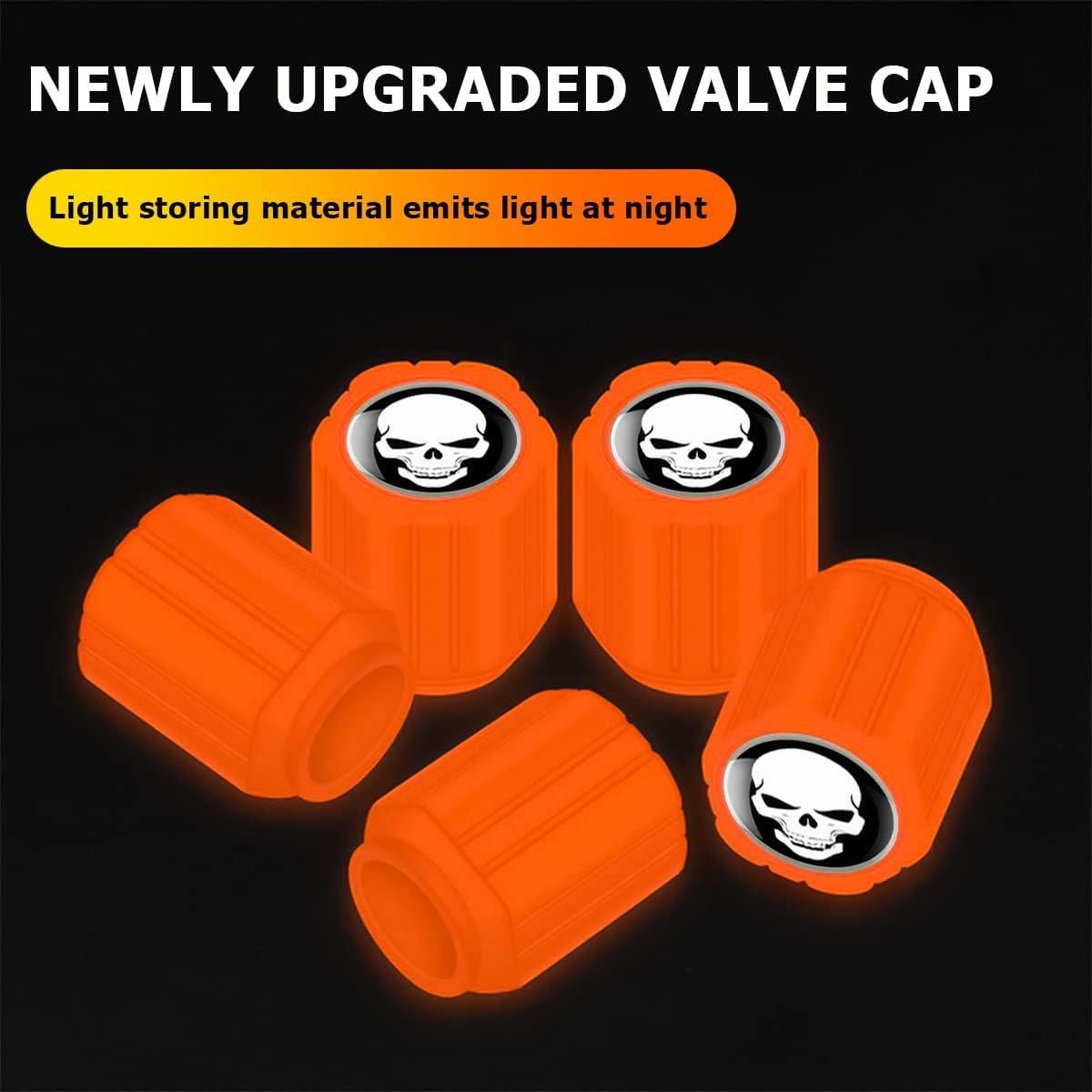 12 Tapones de Válvula de Neumático YALOK Naranja/Blanco