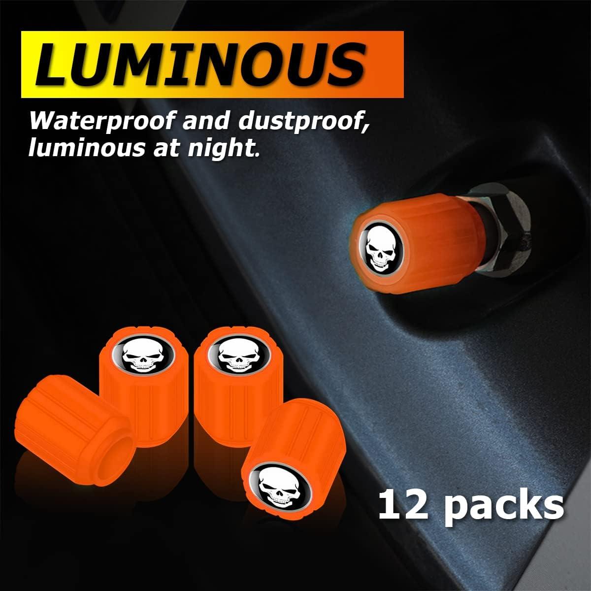 12 Tapones de Válvula de Neumático YALOK Naranja/Blanco