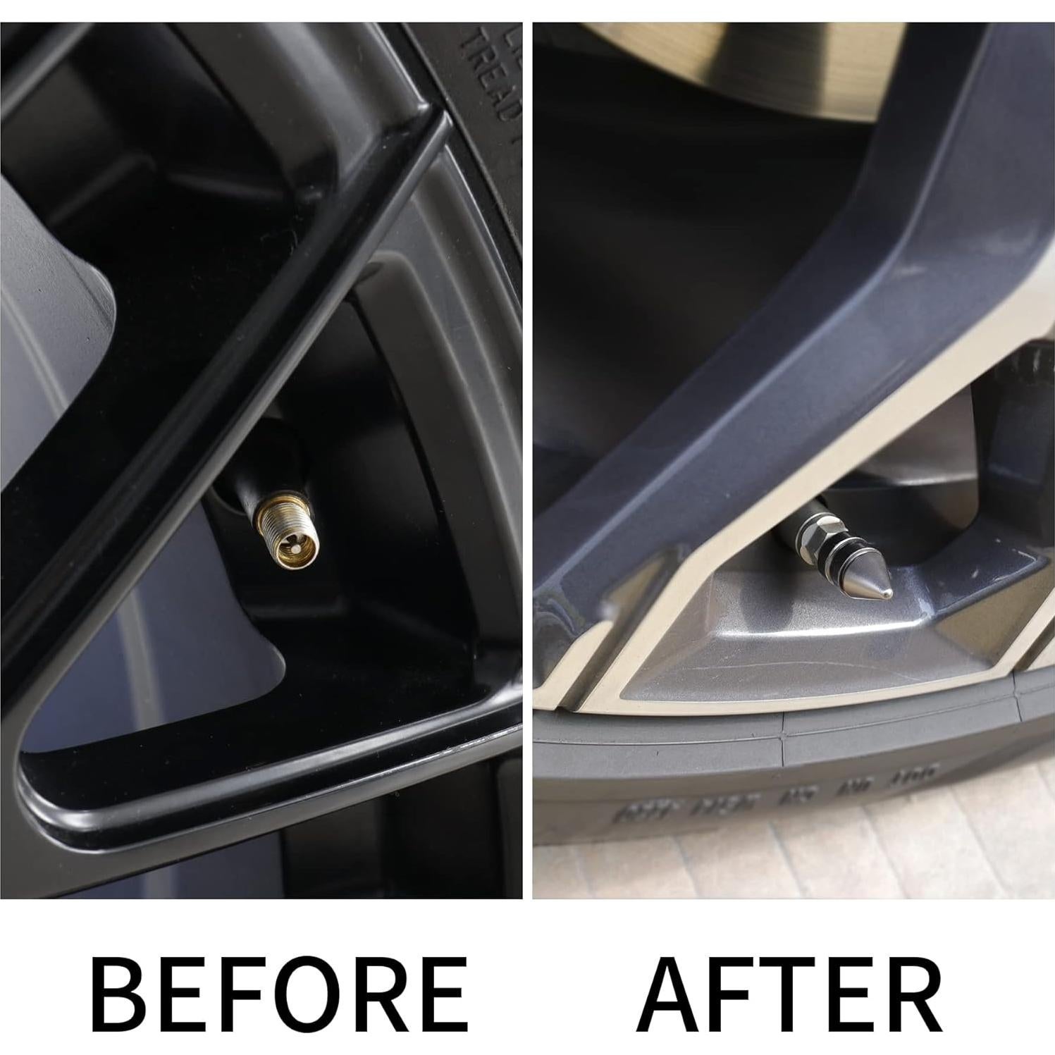 SINGARO Car Tire Valve Caps, 4 Pieces of Universal Aluminum Alloy Tire Trim Accessories Dust Tire Covers for Cars, Trucks, SUVs and Motorcycles(Gray)