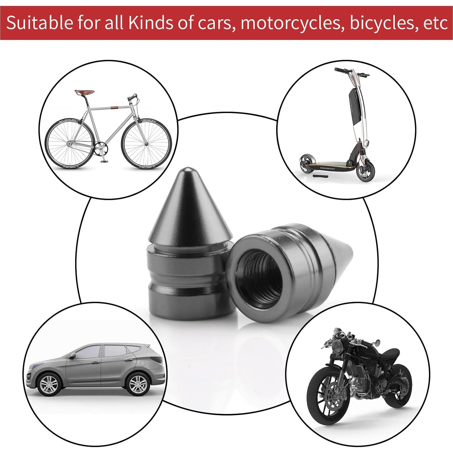 SINGARO Car Tire Valve Caps, 4 Pieces of Universal Aluminum Alloy Tire Trim Accessories Dust Tire Covers for Cars, Trucks, SUVs and Motorcycles(Gray)