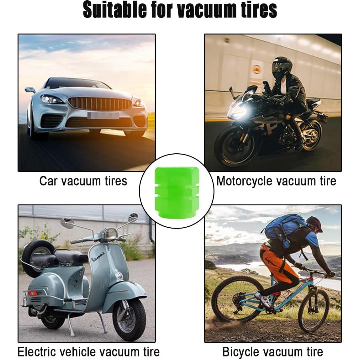 12 Tapas de Válvula de Neumático YALOK Verde Luminiscente