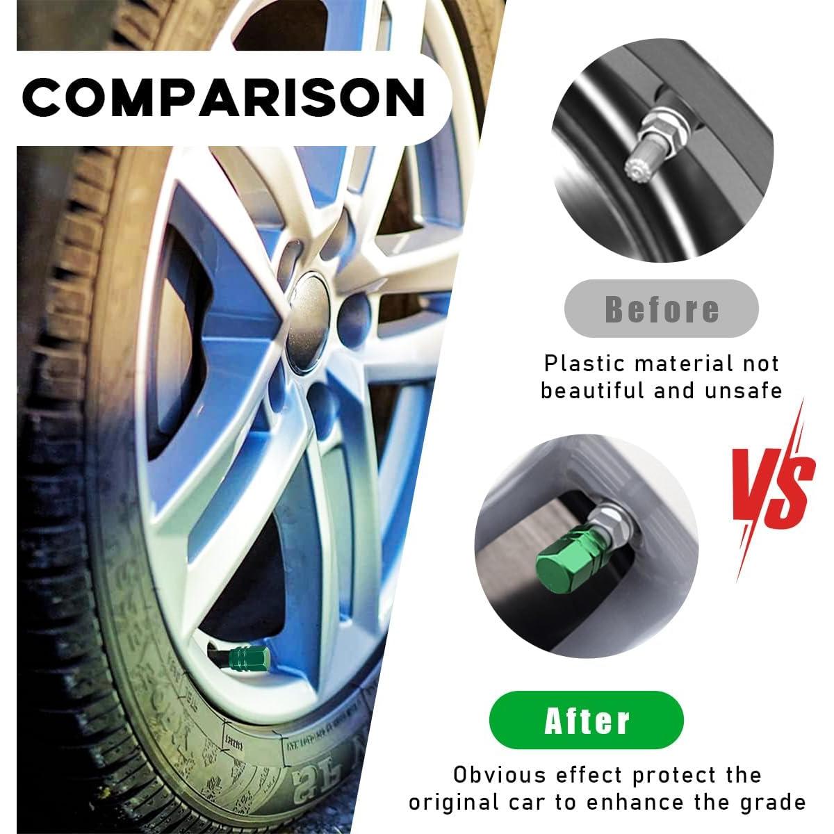 12 Tapones de Válvula de Neumático Ohleats Aluminio Verde