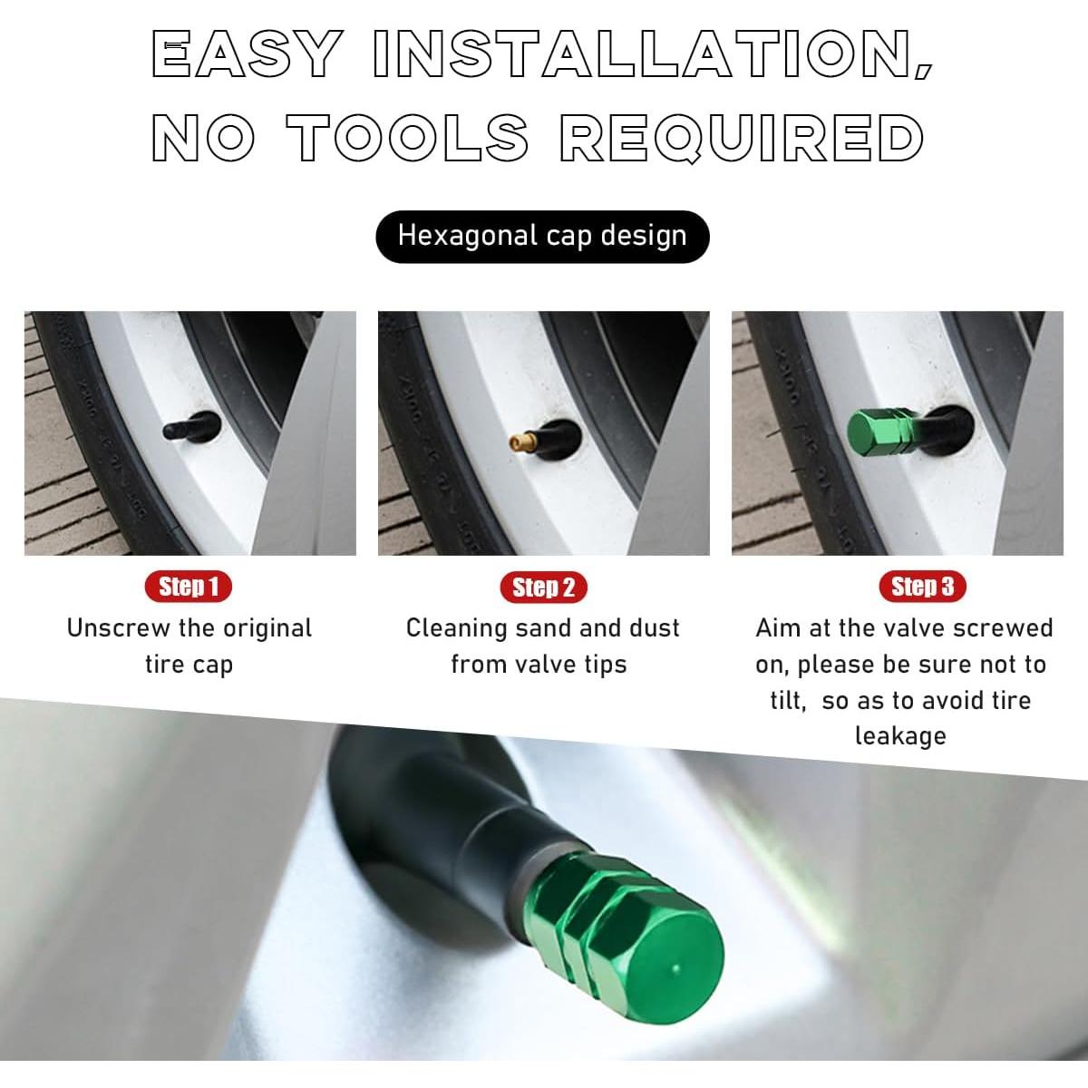 12 Tapones de Válvula de Neumático Ohleats Aluminio Verde