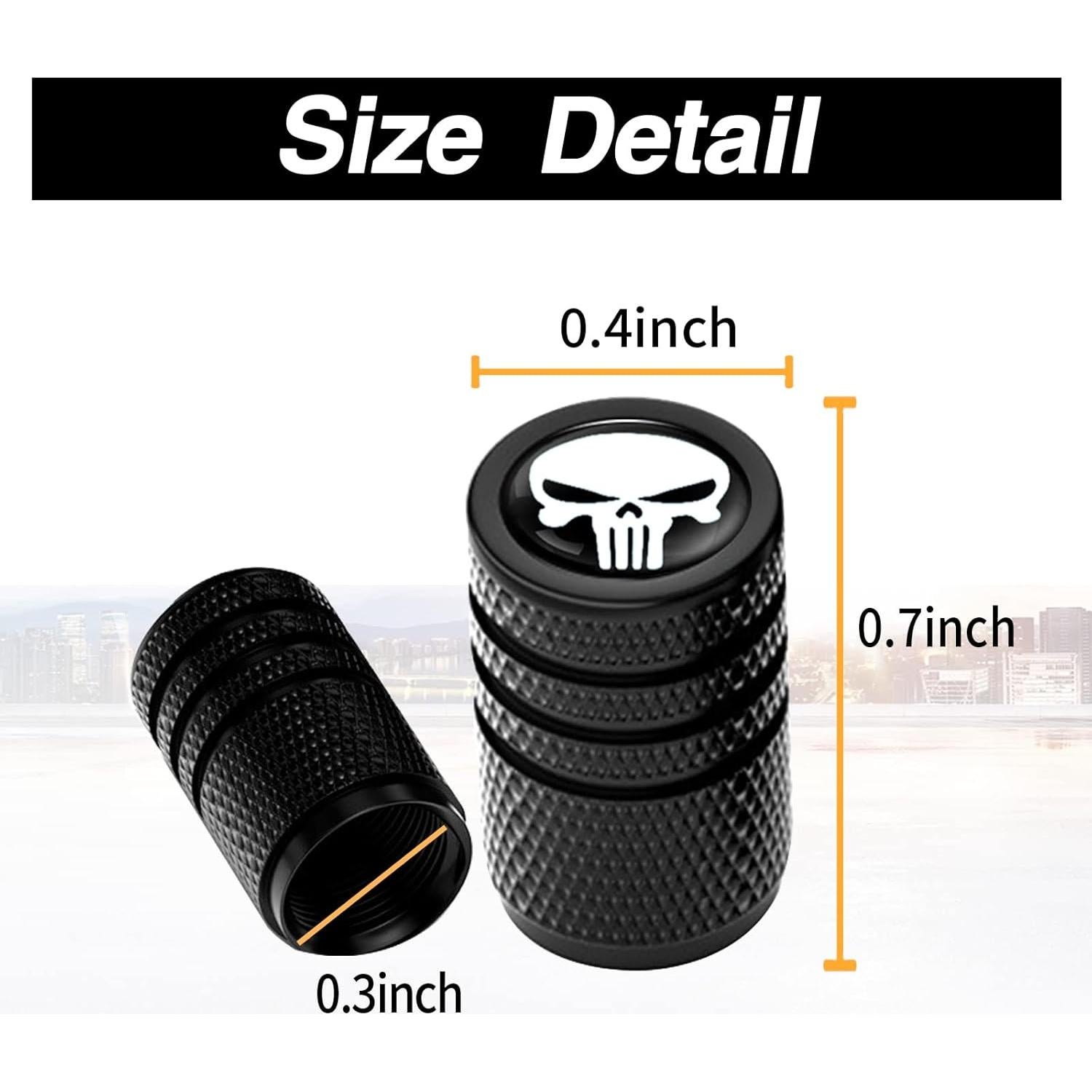 4 Tapas de Válvula de Neumático Sodcay Calavera Blancas