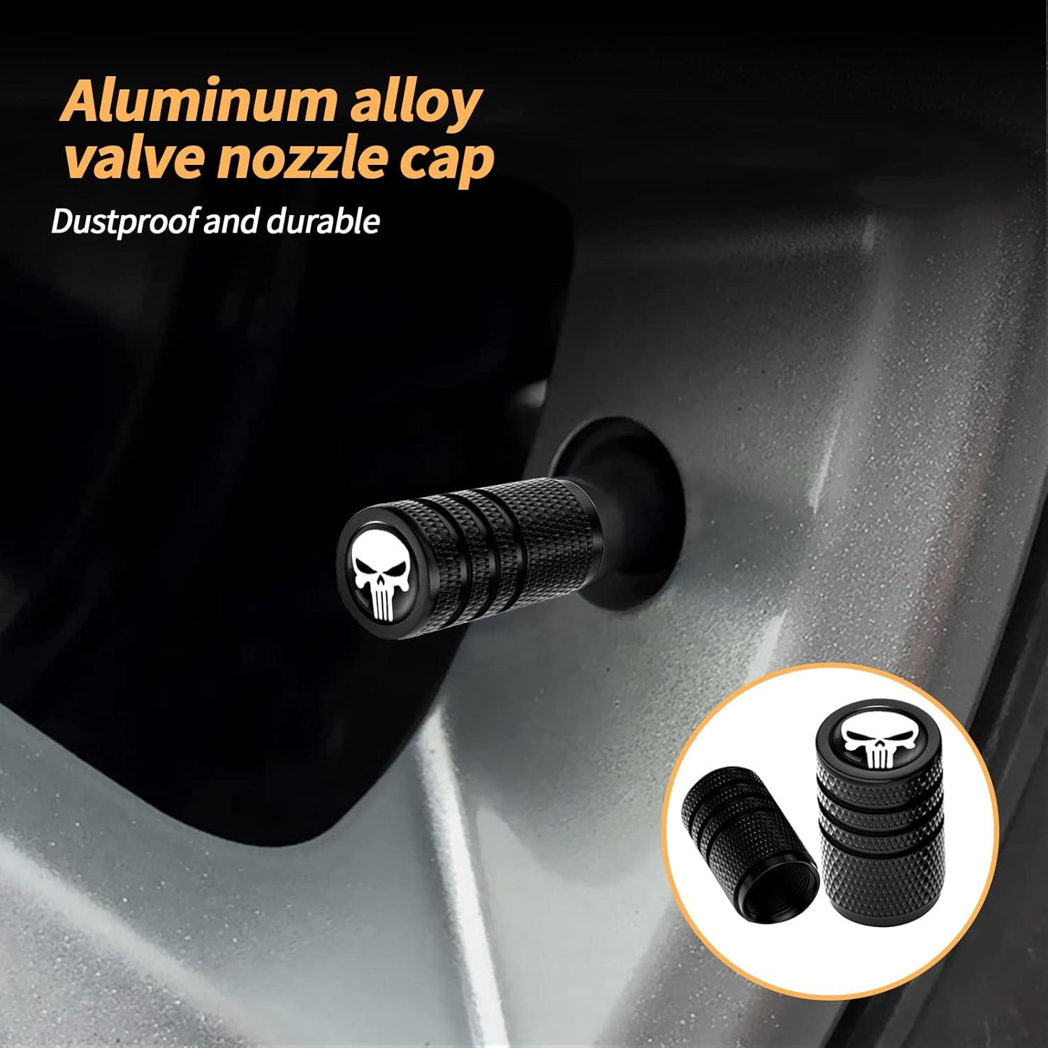 4 Tapas de Válvula de Neumático Sodcay Calavera Blancas