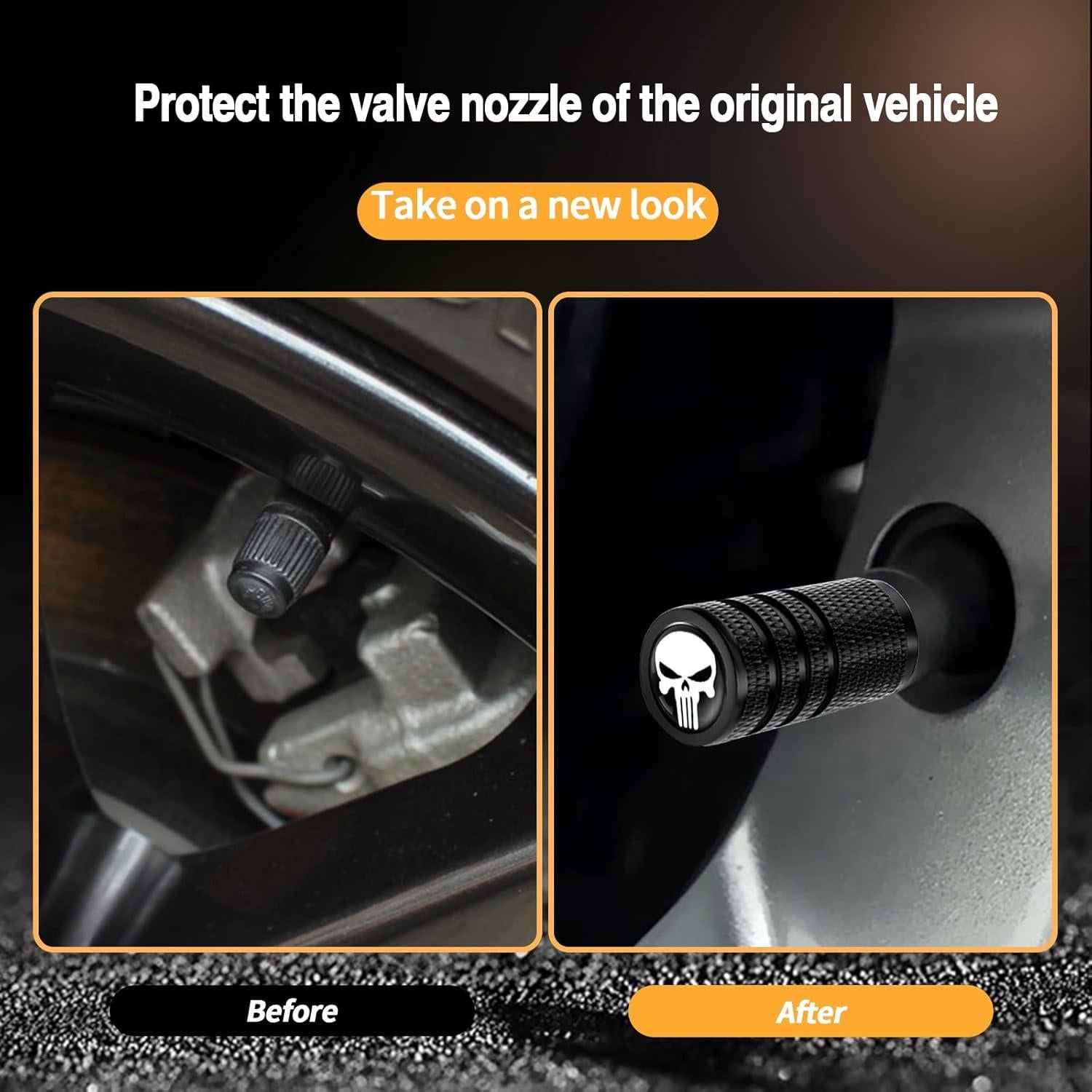 4 Tapas de Válvula de Neumático Sodcay Calavera Blancas