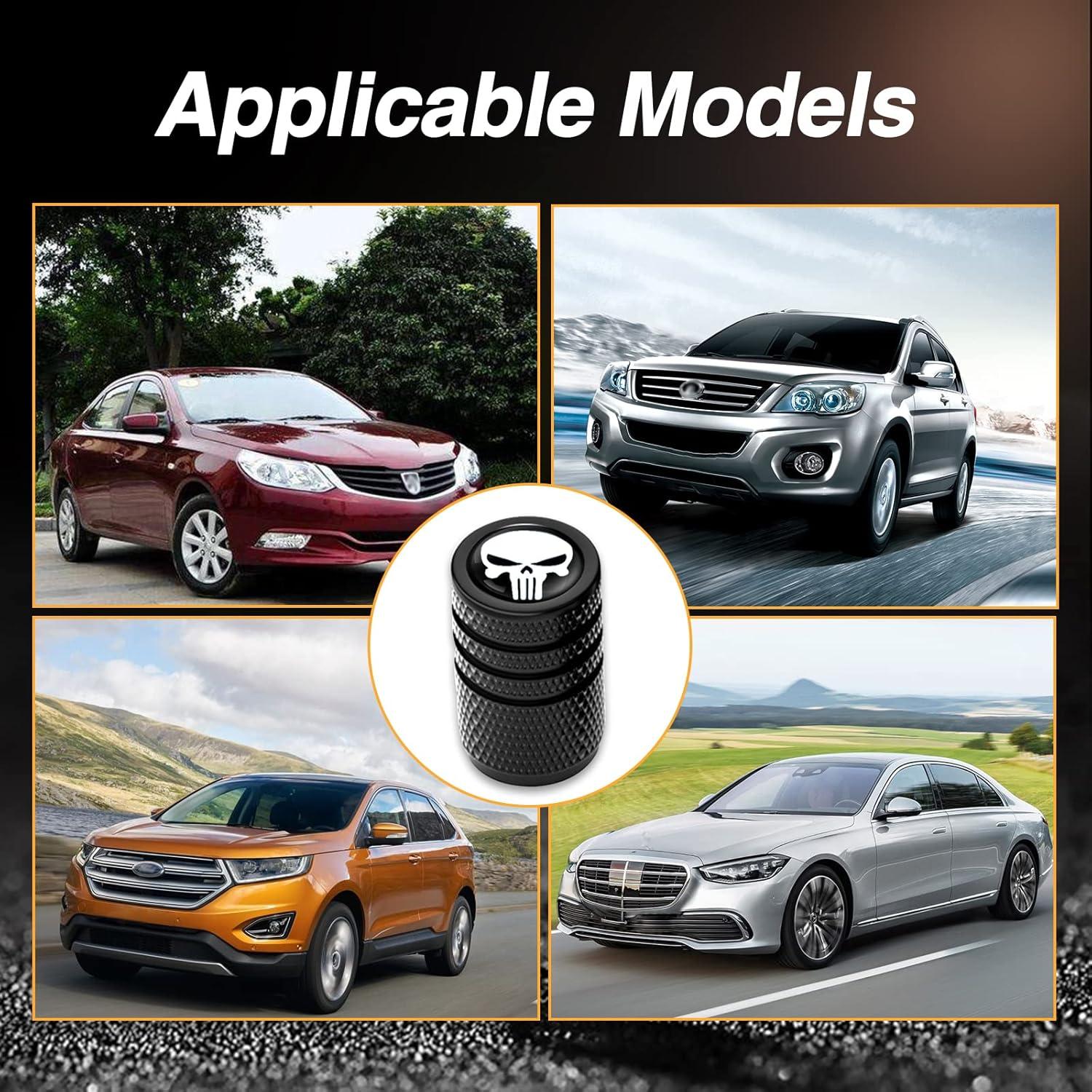 4 Tapas de Válvula de Neumático Sodcay Calavera Blancas