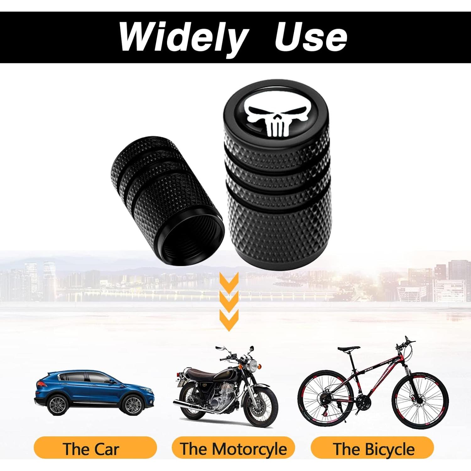 4 Tapas de Válvula de Neumático Sodcay Calavera Blancas