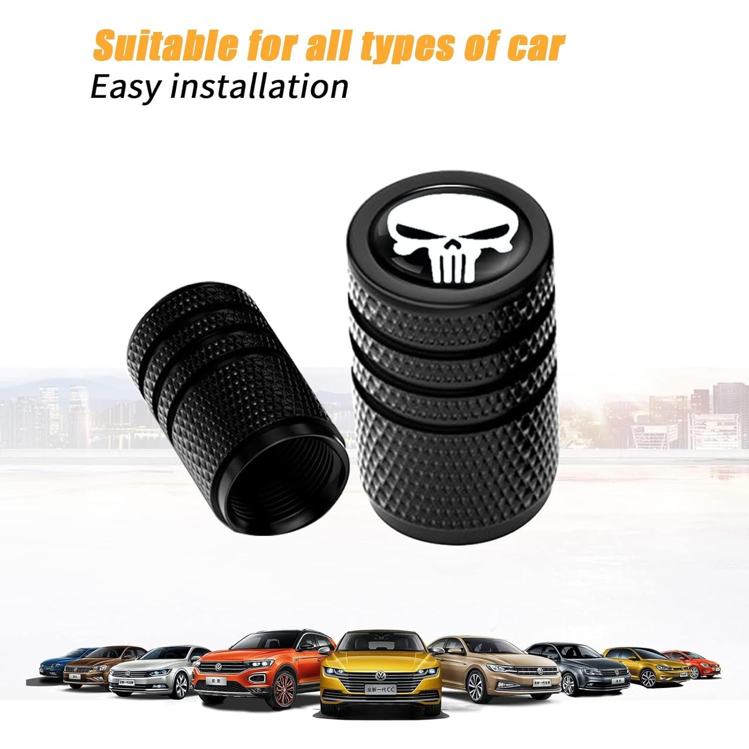 4 Tapas de Válvula de Neumático Sodcay Calavera Blancas