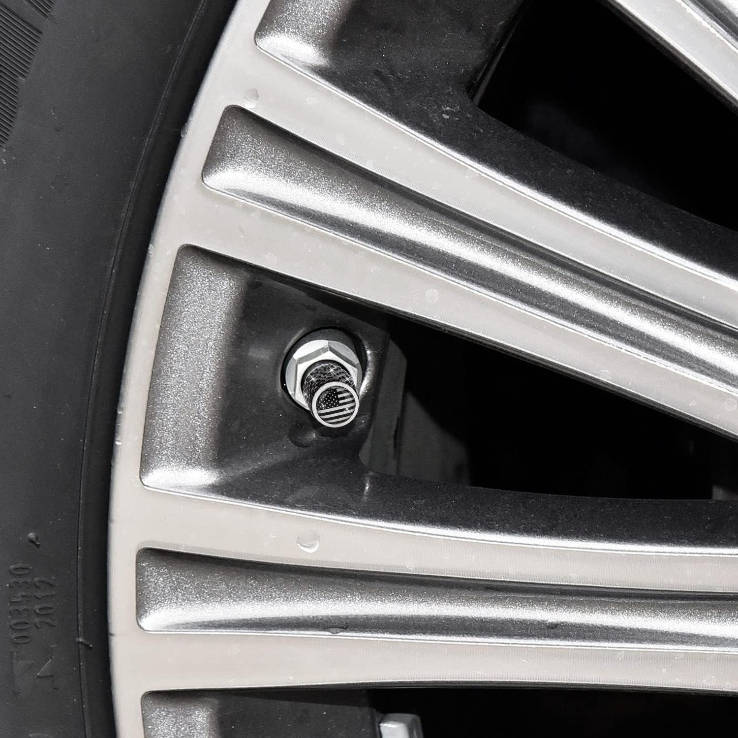 Cubiertas de Válvula de Neumático ToBeQueen - Bandera Americana Negra, Paquete de 4