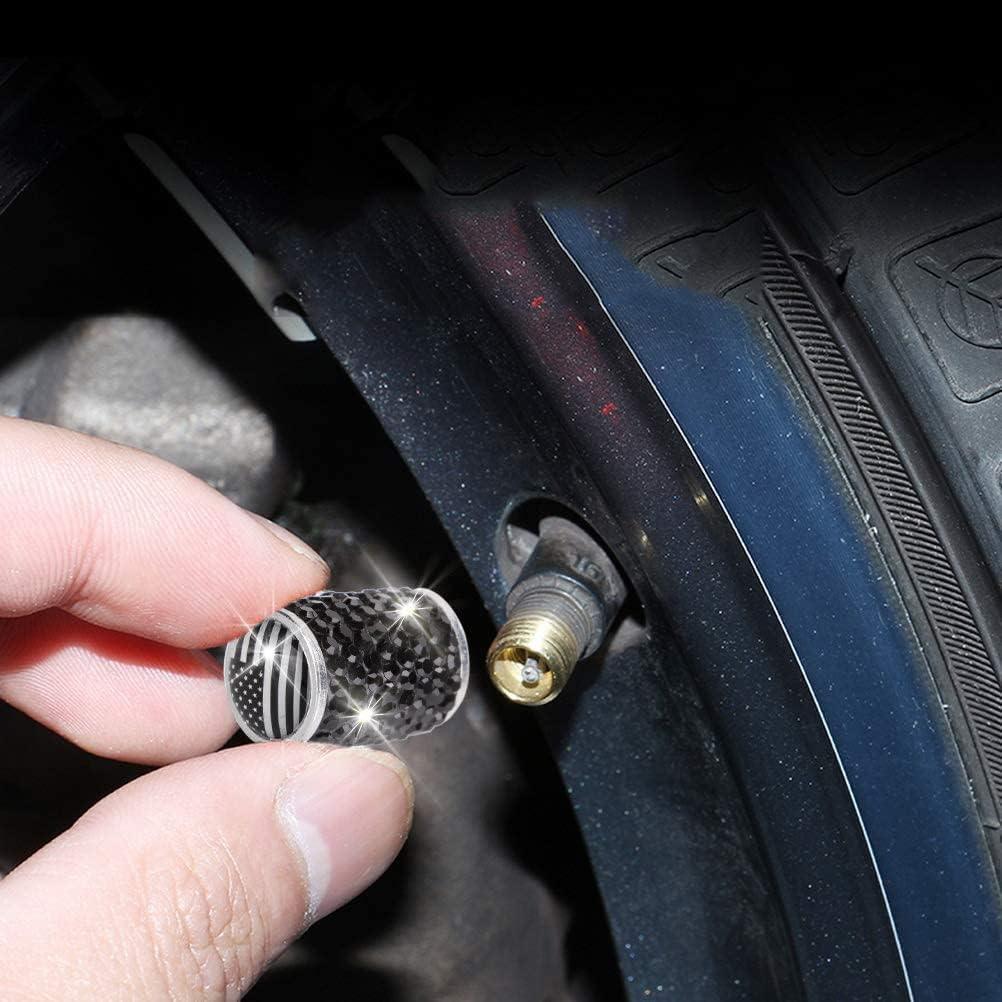 Cubiertas de Válvula de Neumático ToBeQueen - Bandera Americana Negra, Paquete de 4