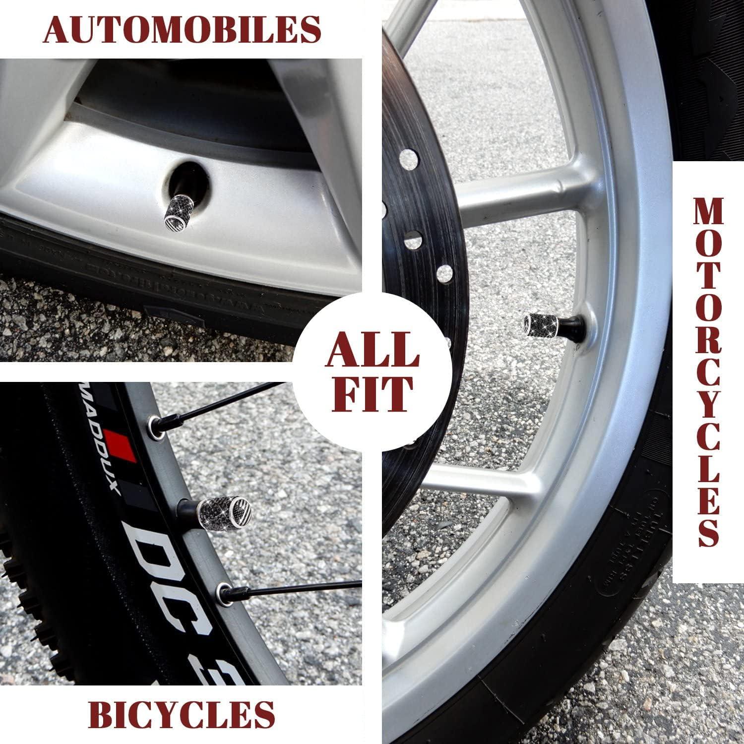 Cubiertas de Válvula de Neumático ToBeQueen - Bandera Americana Negra, Paquete de 4