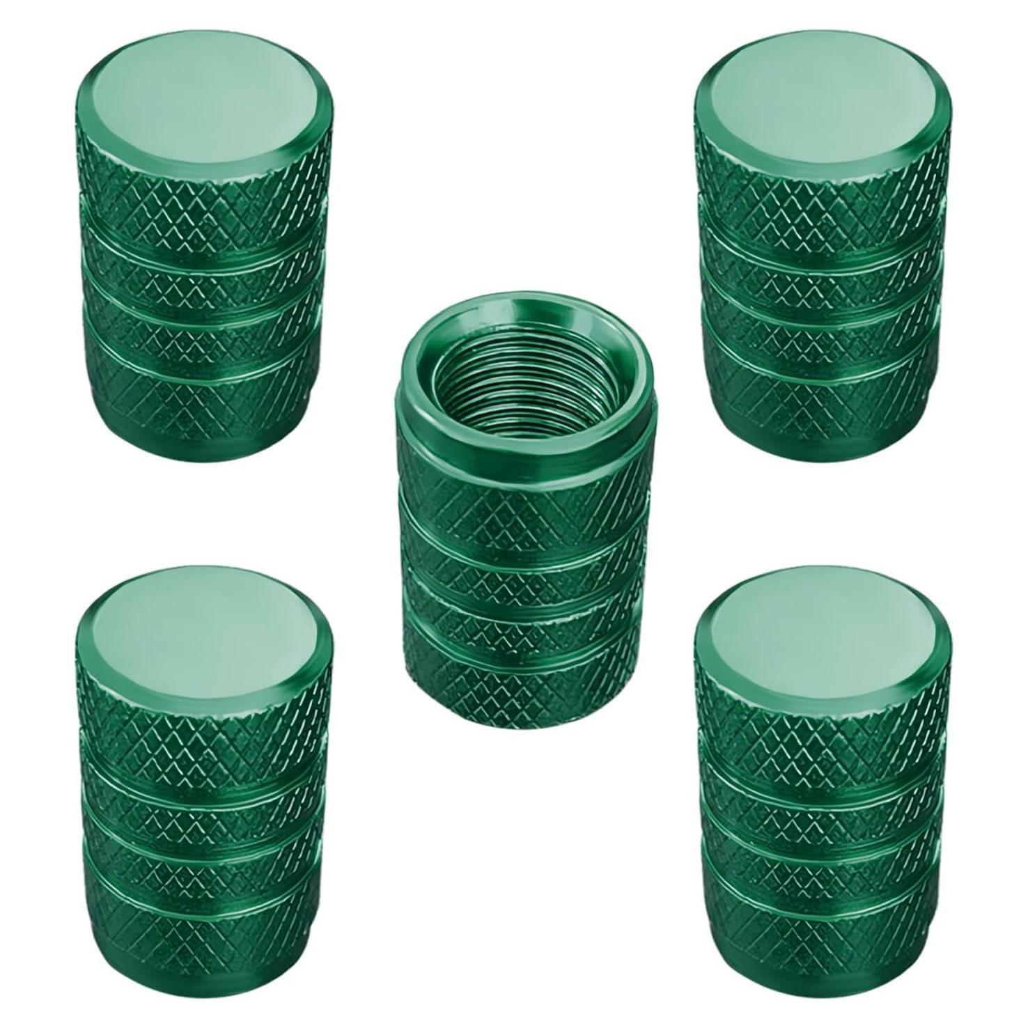 5 Tapones de Válvula de Neumático Ohleats Anticorrosión Verde