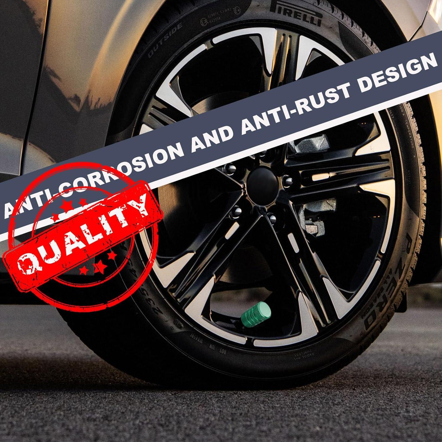 5 Tapones de Válvula de Neumático Ohleats Anticorrosión Verde