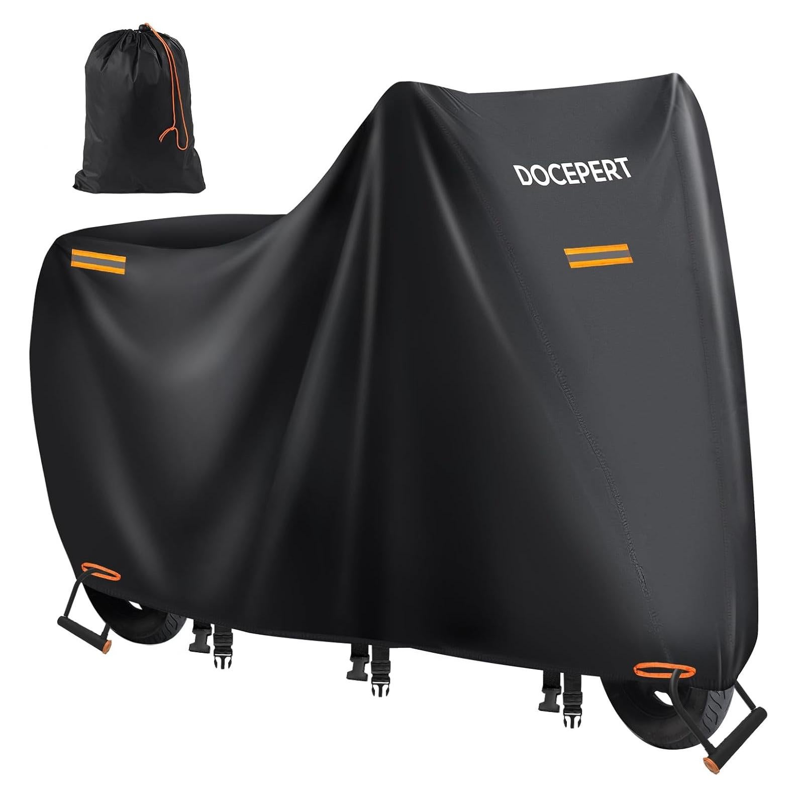 Cubierta de Motocicleta DOCEPERT XL 420D Impermeable con Tiras Reflectantes