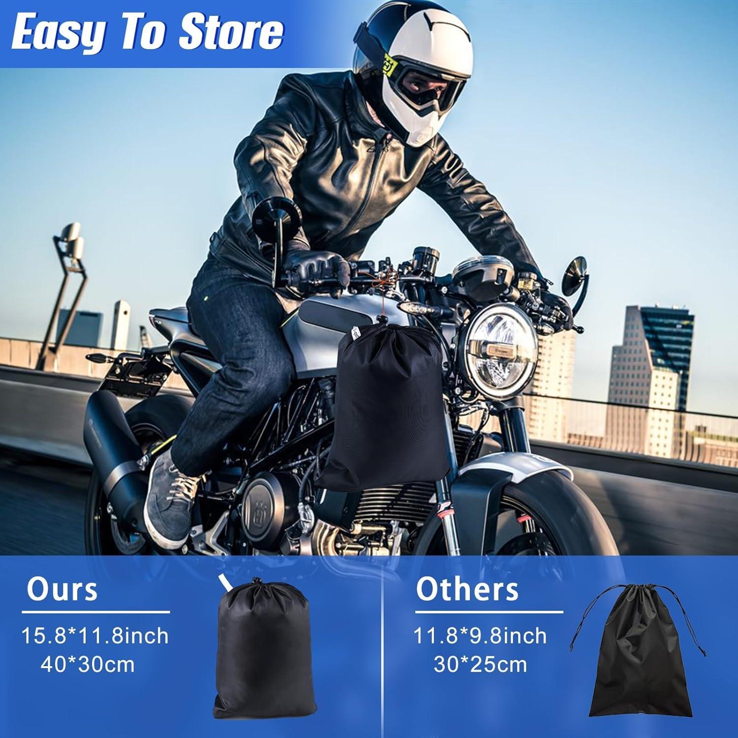 Cubierta de Motocicleta DOCEPERT XL 420D Impermeable con Tiras Reflectantes