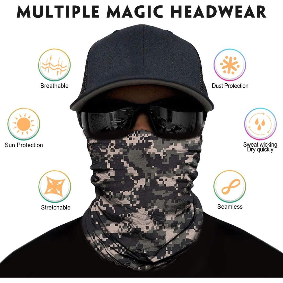 Gaiter de Cuello Multifuncional Unisex - 6 Piezas Camuflaje