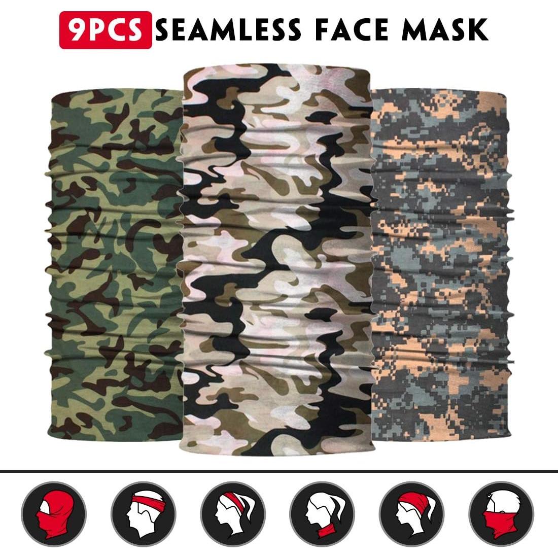 Gaiter de Cuello Multifuncional Unisex - 6 Piezas Camuflaje