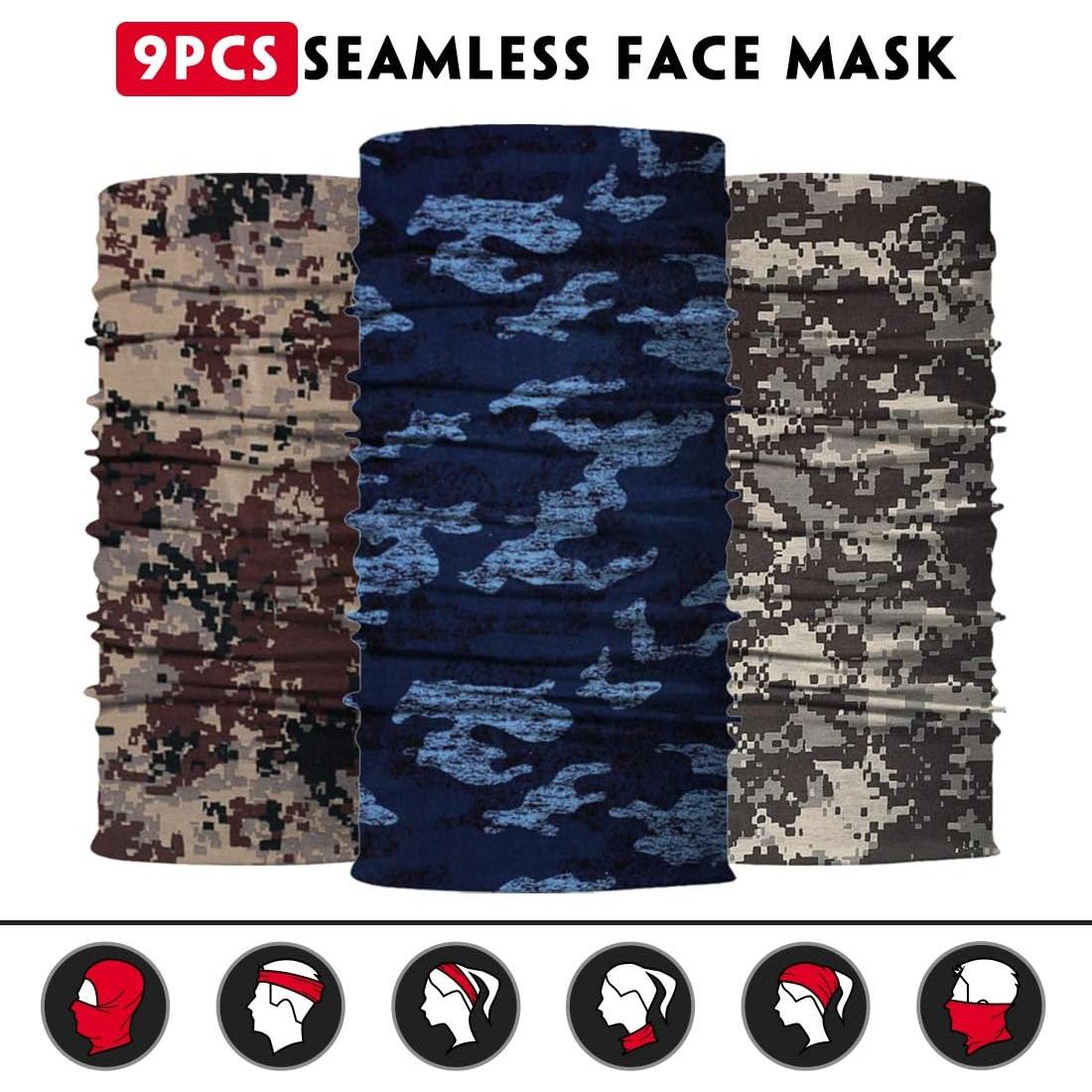 Gaiter de Cuello Multifuncional Unisex - 6 Piezas Camuflaje