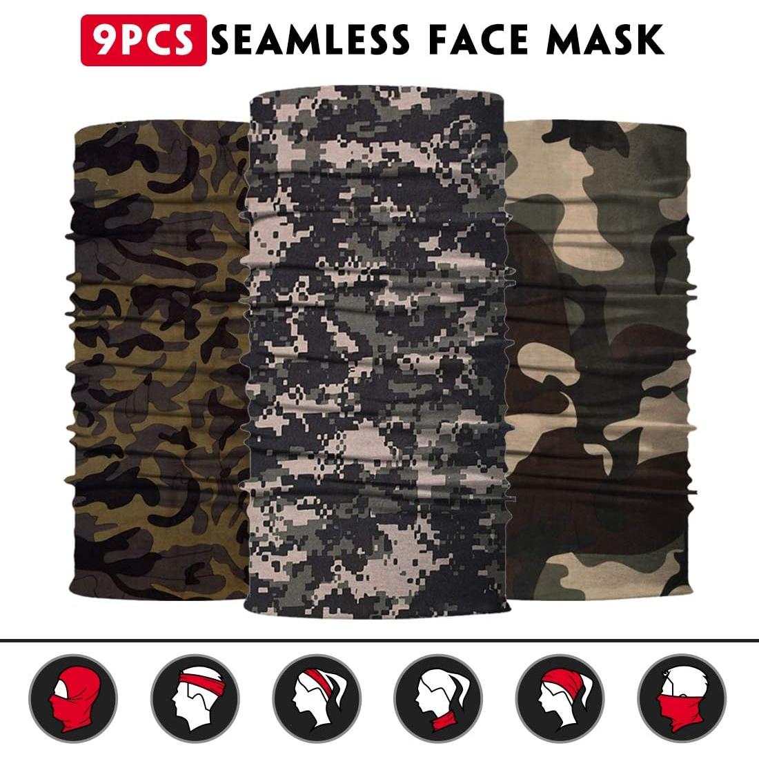 Gaiter de Cuello Multifuncional Unisex - 6 Piezas Camuflaje