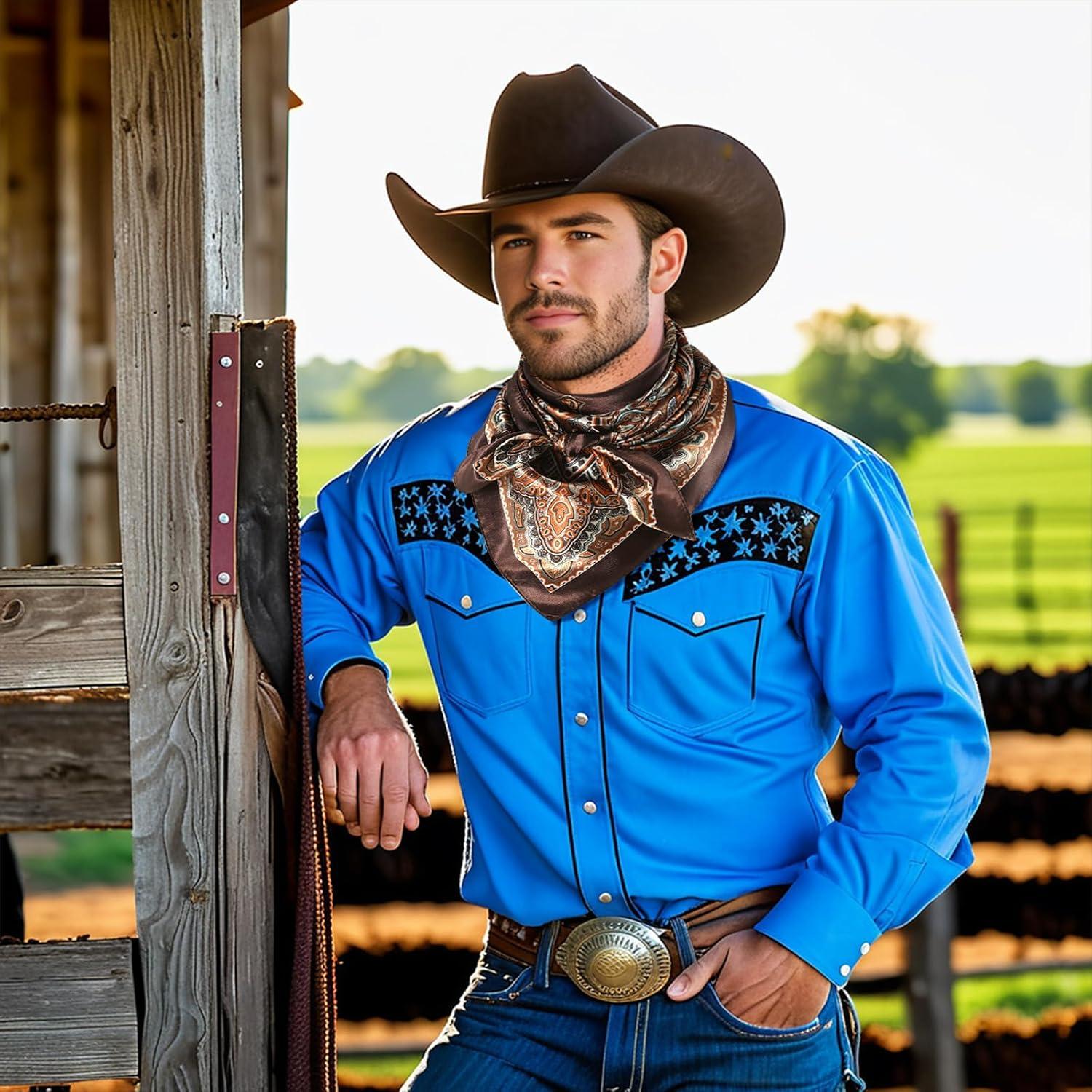 Pañuelo Cowboy Gerinly 90x90cm para Hombres - Bandana de Seda