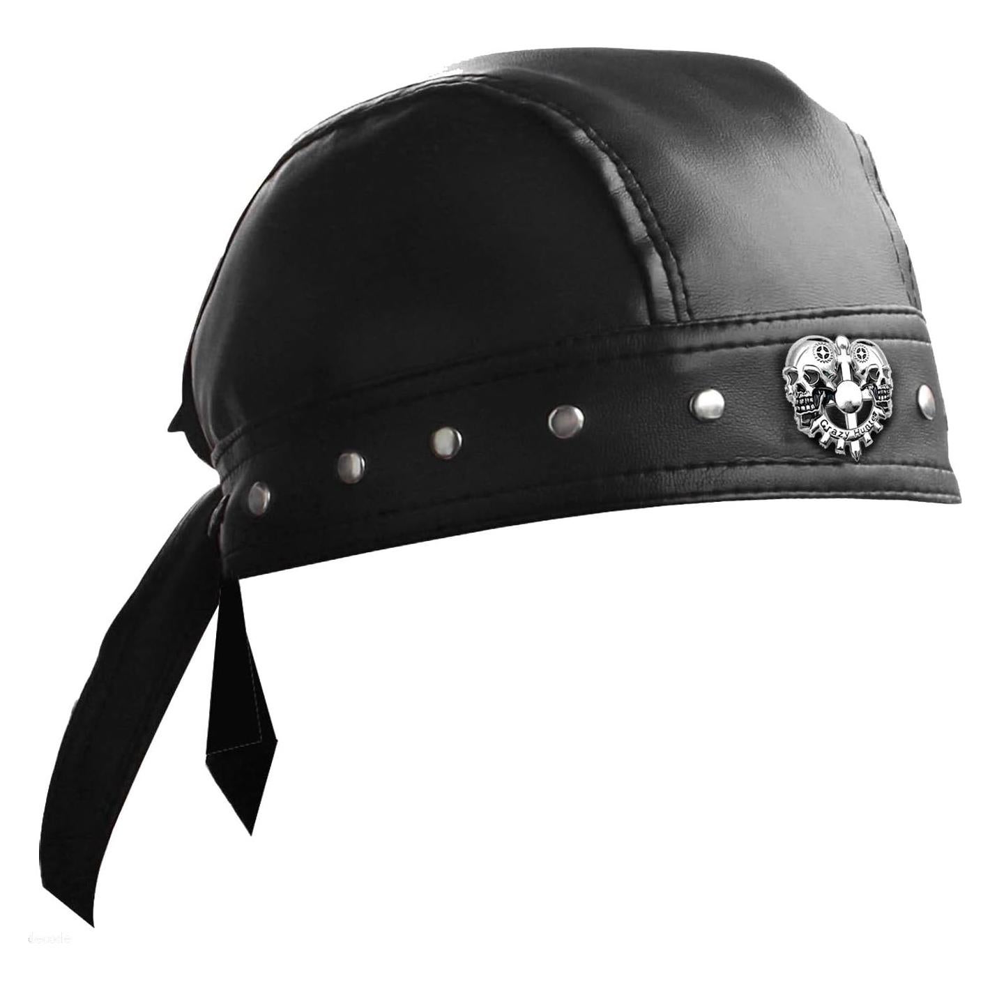 Bandana de Ciclismo Doo Rags Cuero Negro Ajustable Talla Única